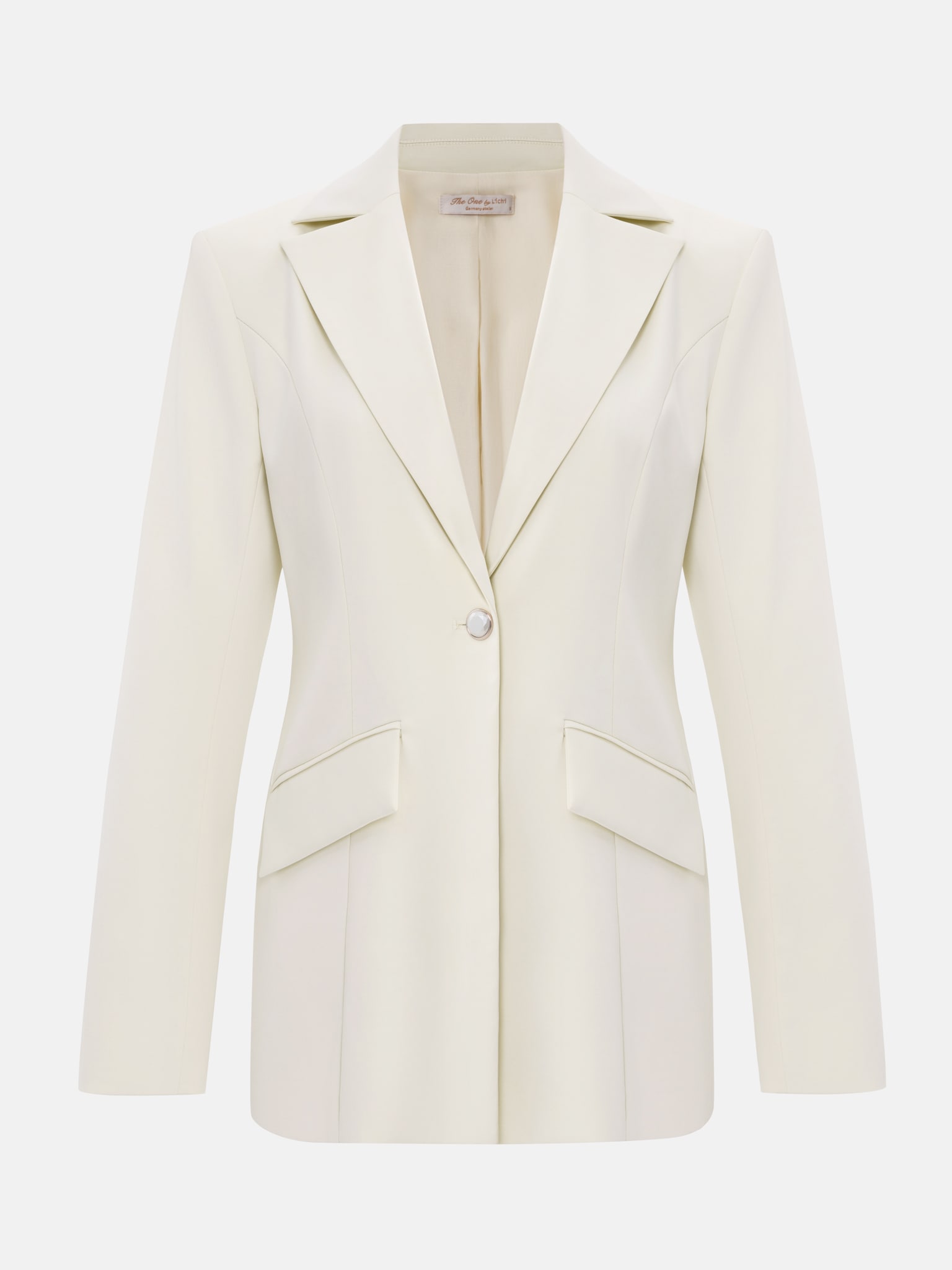 Straight single-breasted jacket with pearlescent buttons
