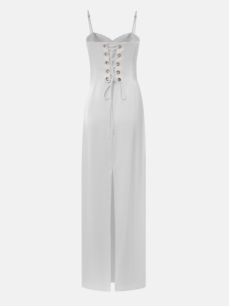 Satin maxi dress with corset bodice :: LICHI - Online fashion store