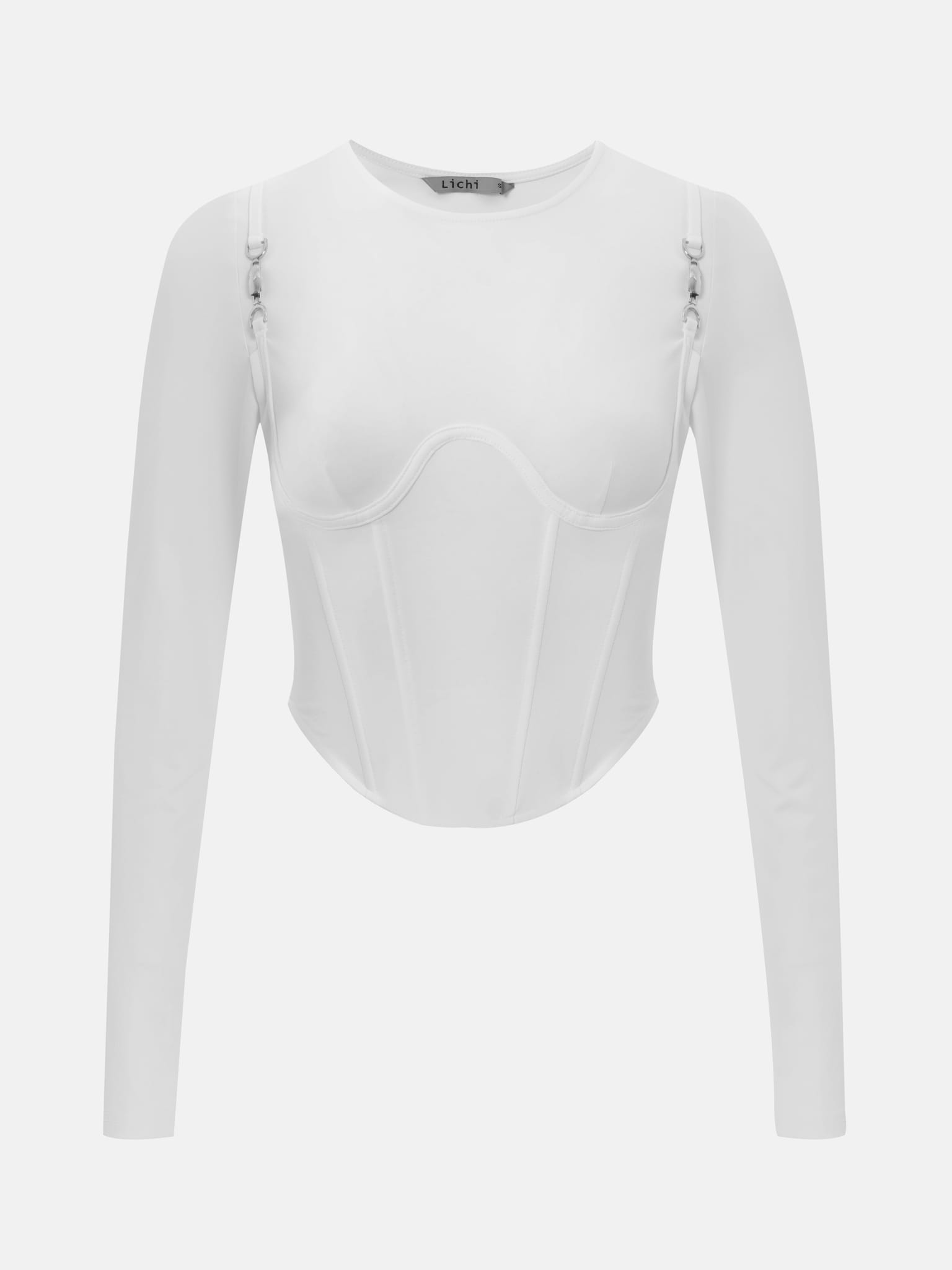 Corset cut jersey top with metallic decorations