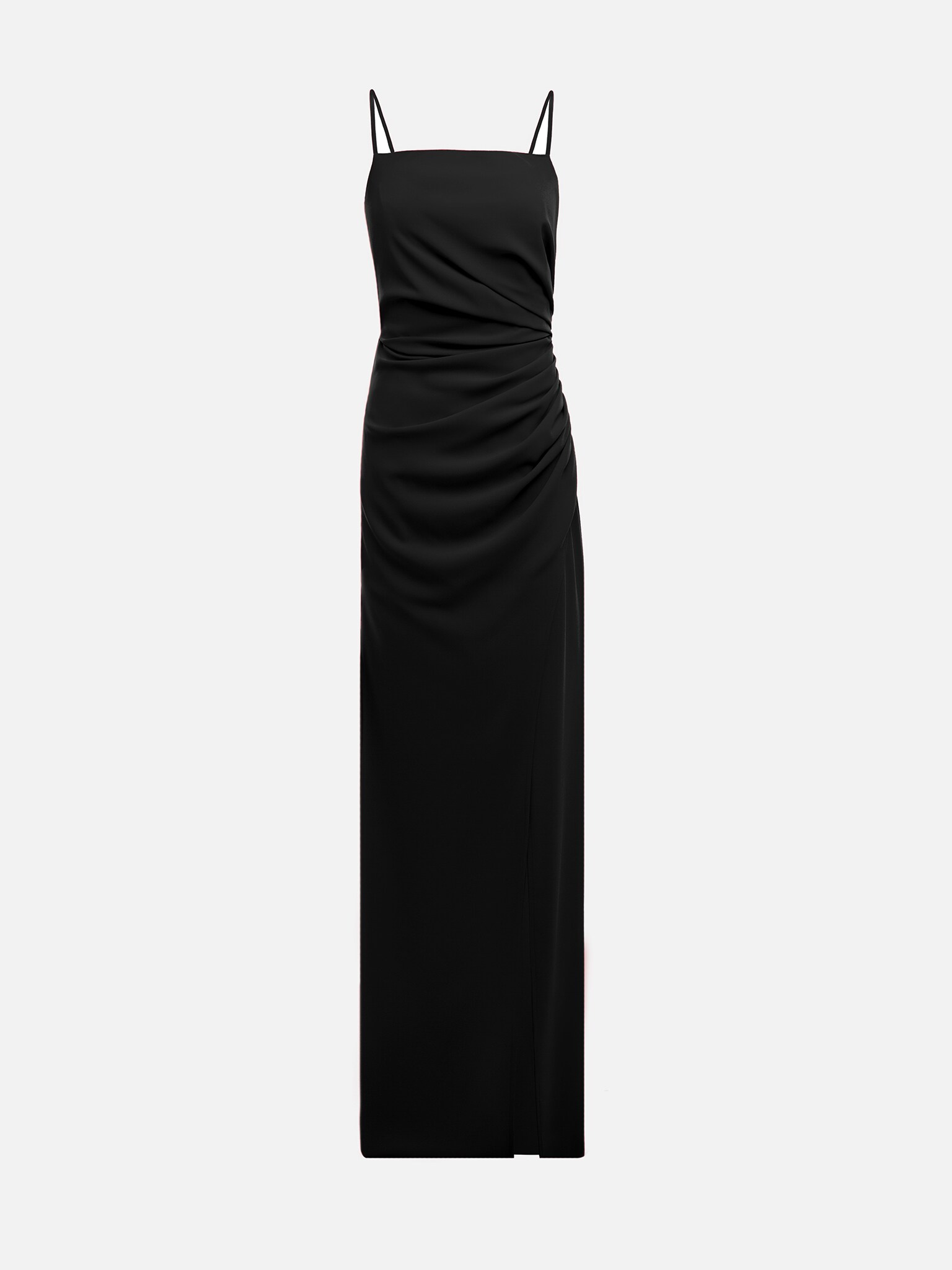 Fitted maxi dress with straps and asymmetrical gathers :: LICHI - Online  fashion store