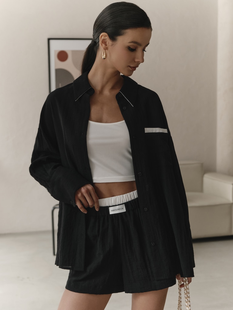 Chemise ample avec empiècements contrastés