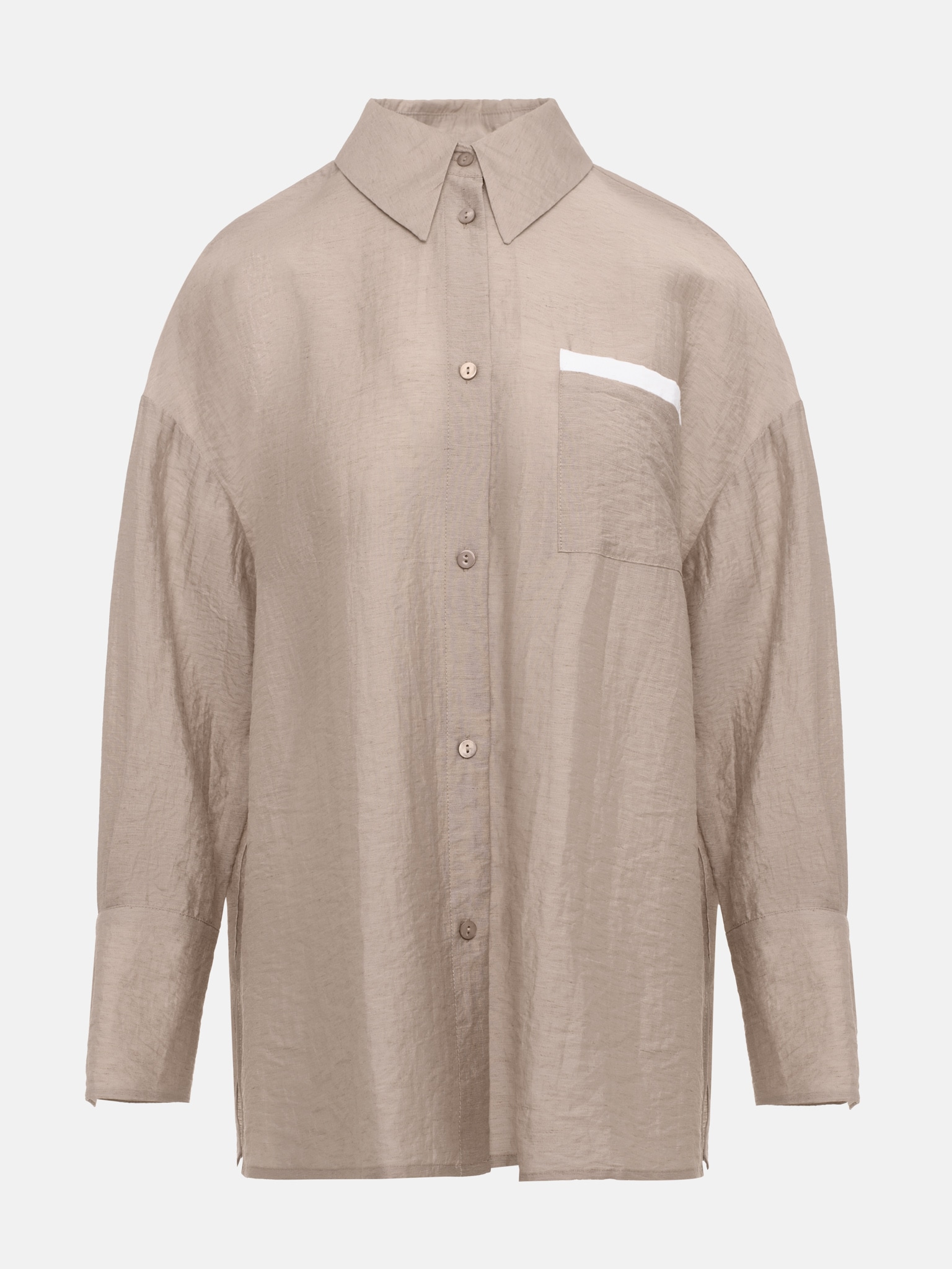 Loose shirt with contrasting inserts