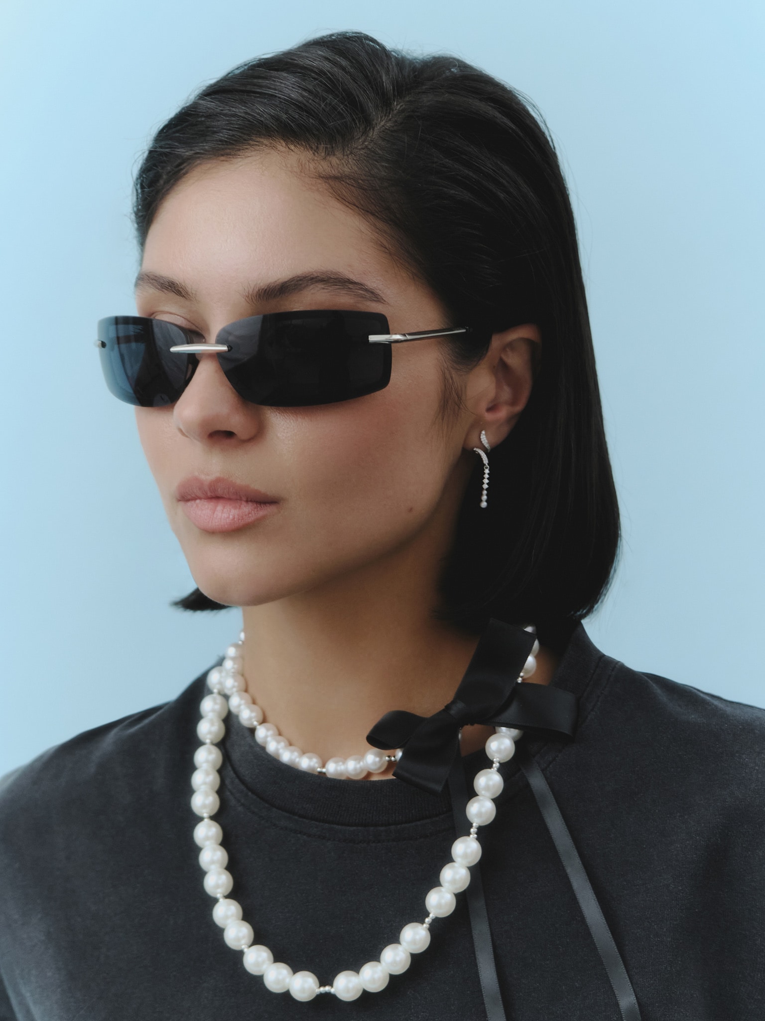 Прямоугольные очки с металлическими вставками