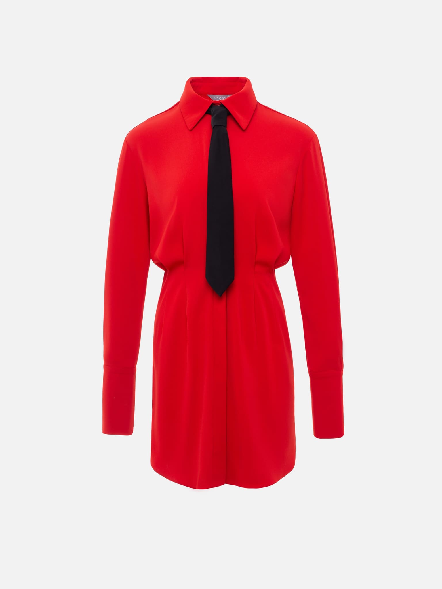 Fitted shirt dress with a tie 