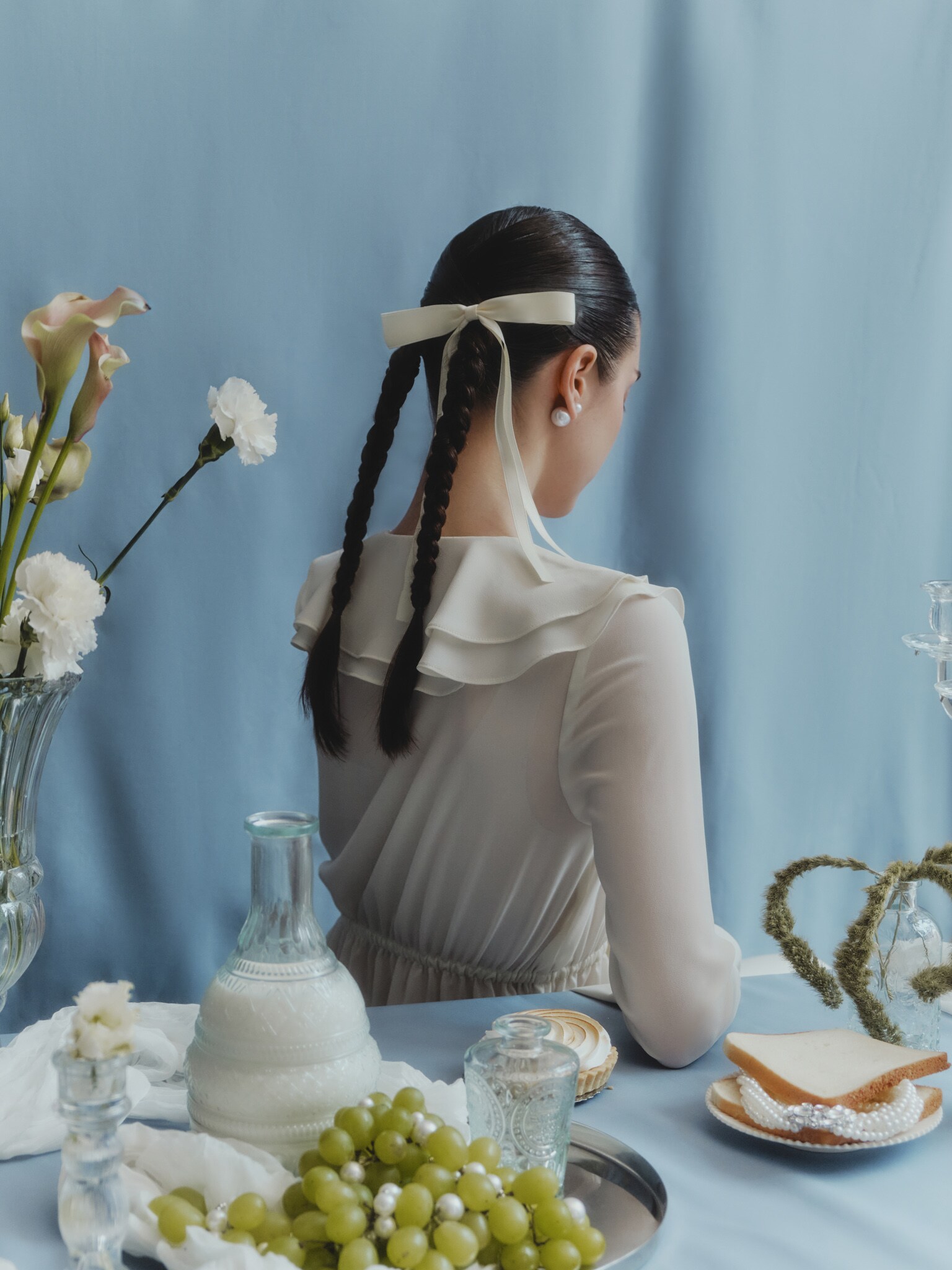 Satin ribbon hair clip