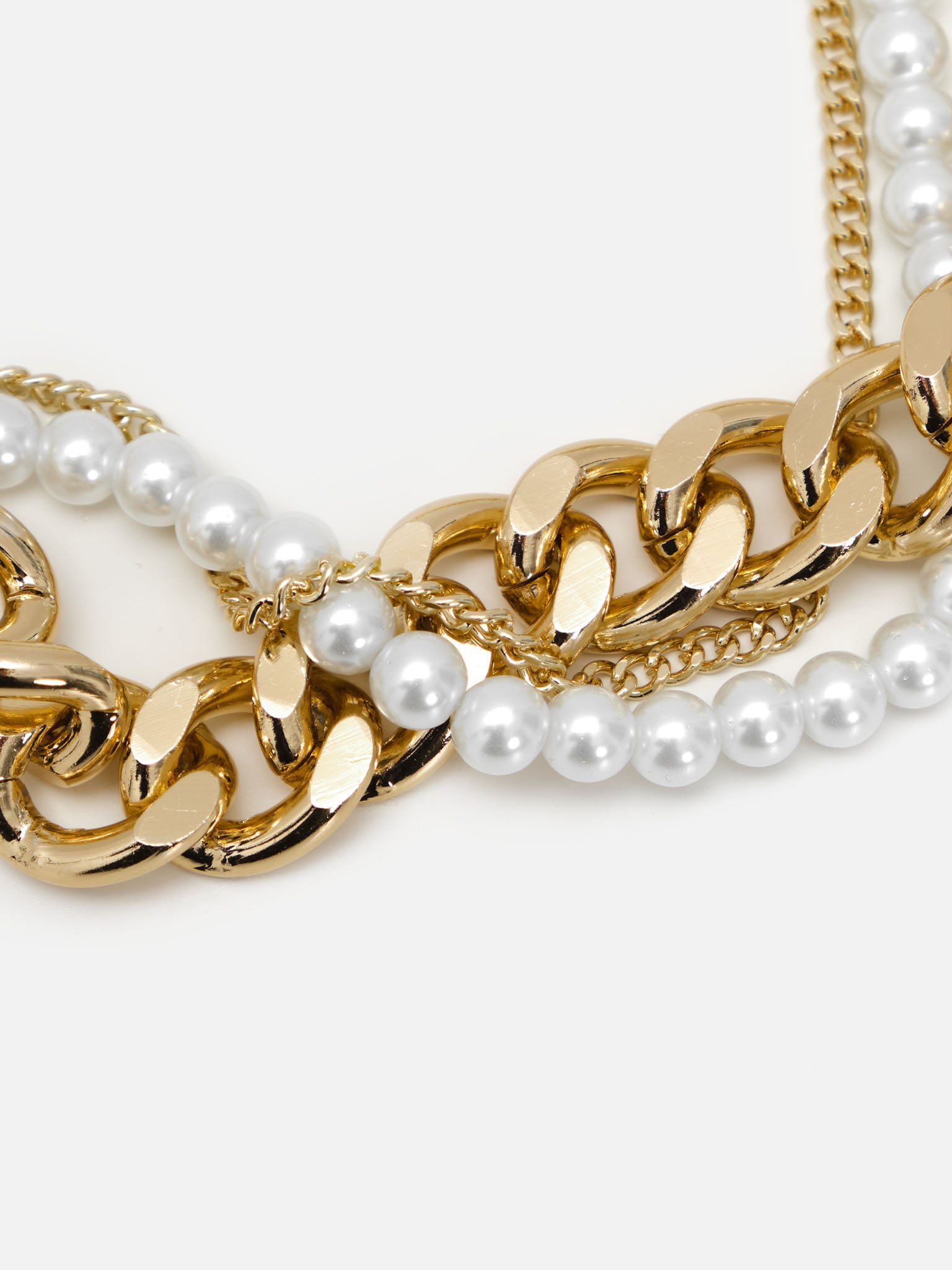 Комбинированное колье из цепей и жемчуга