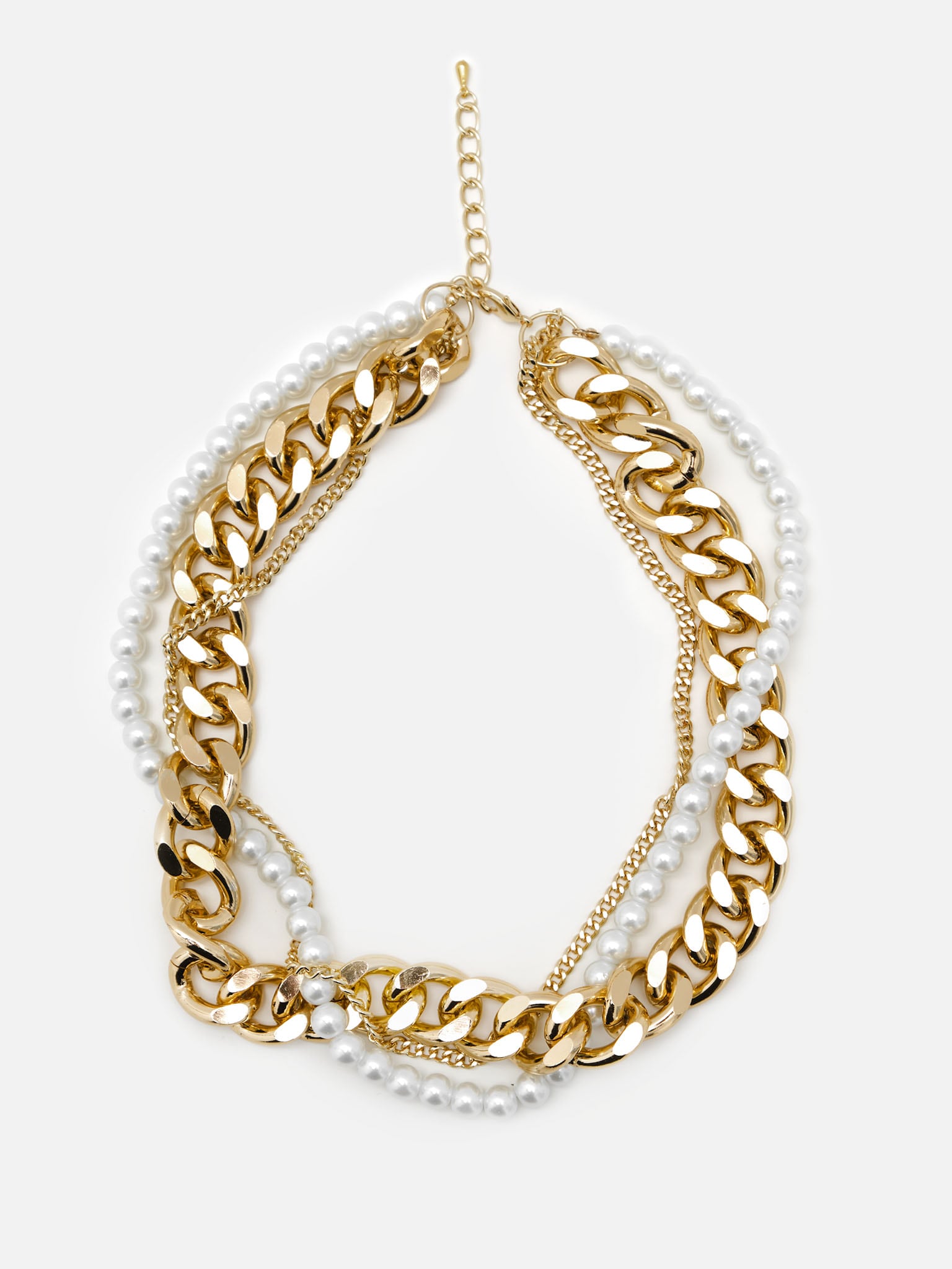 Комбинированное колье из цепей и жемчуга