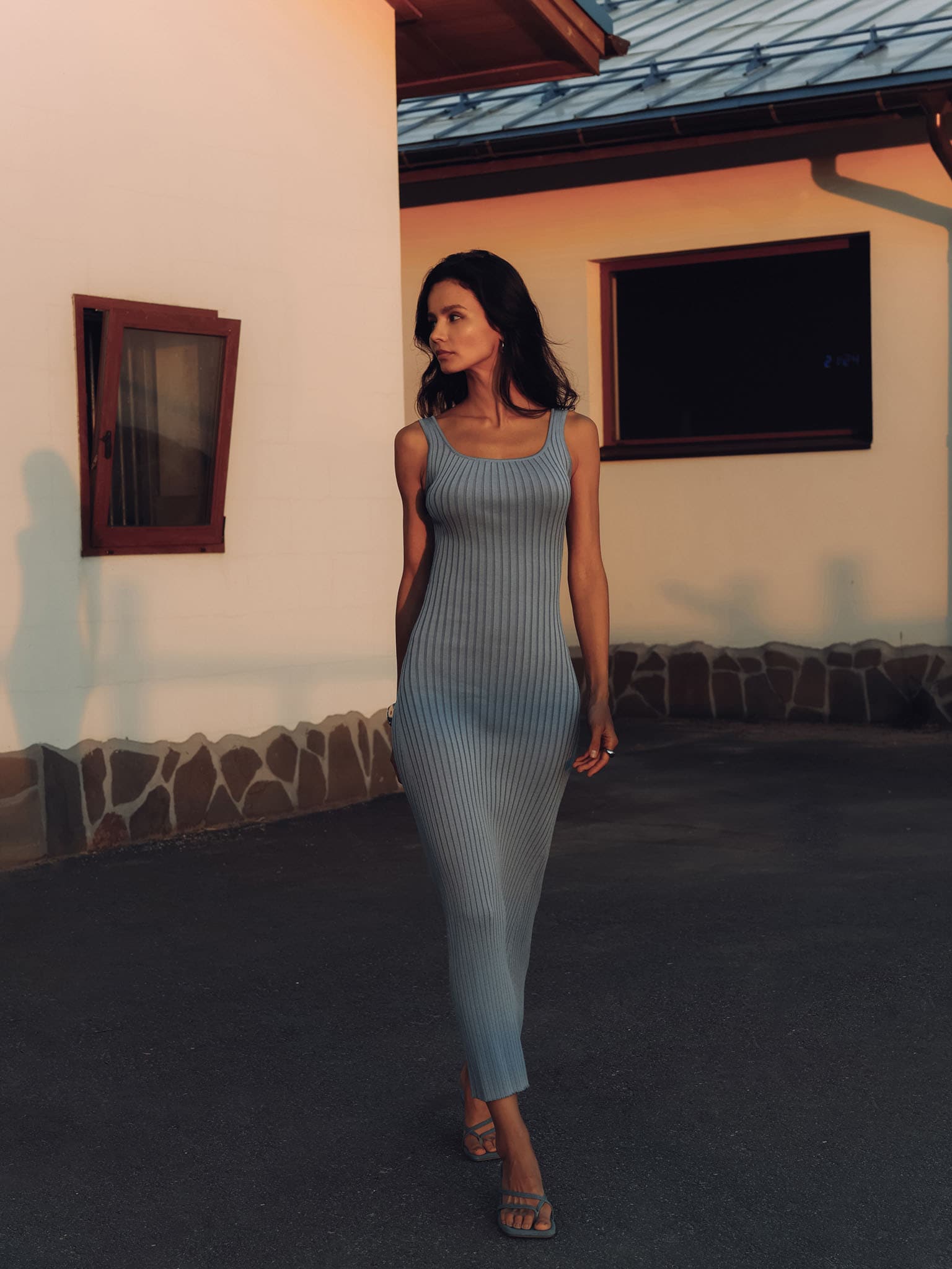 Rib-knit midi dress :: LICHI - Online fashion store