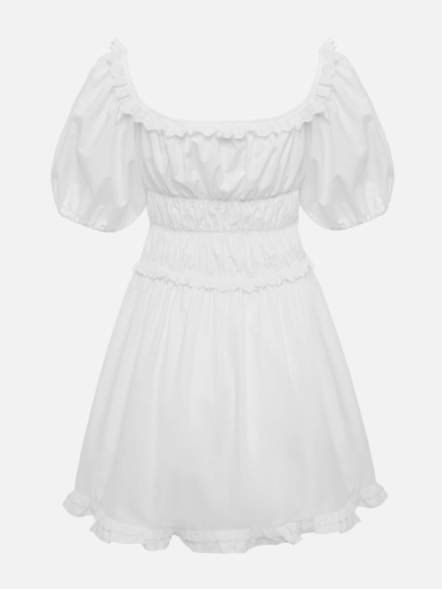 Mini dress with elasticated waist and lace ruffles :: LICHI - Online ...