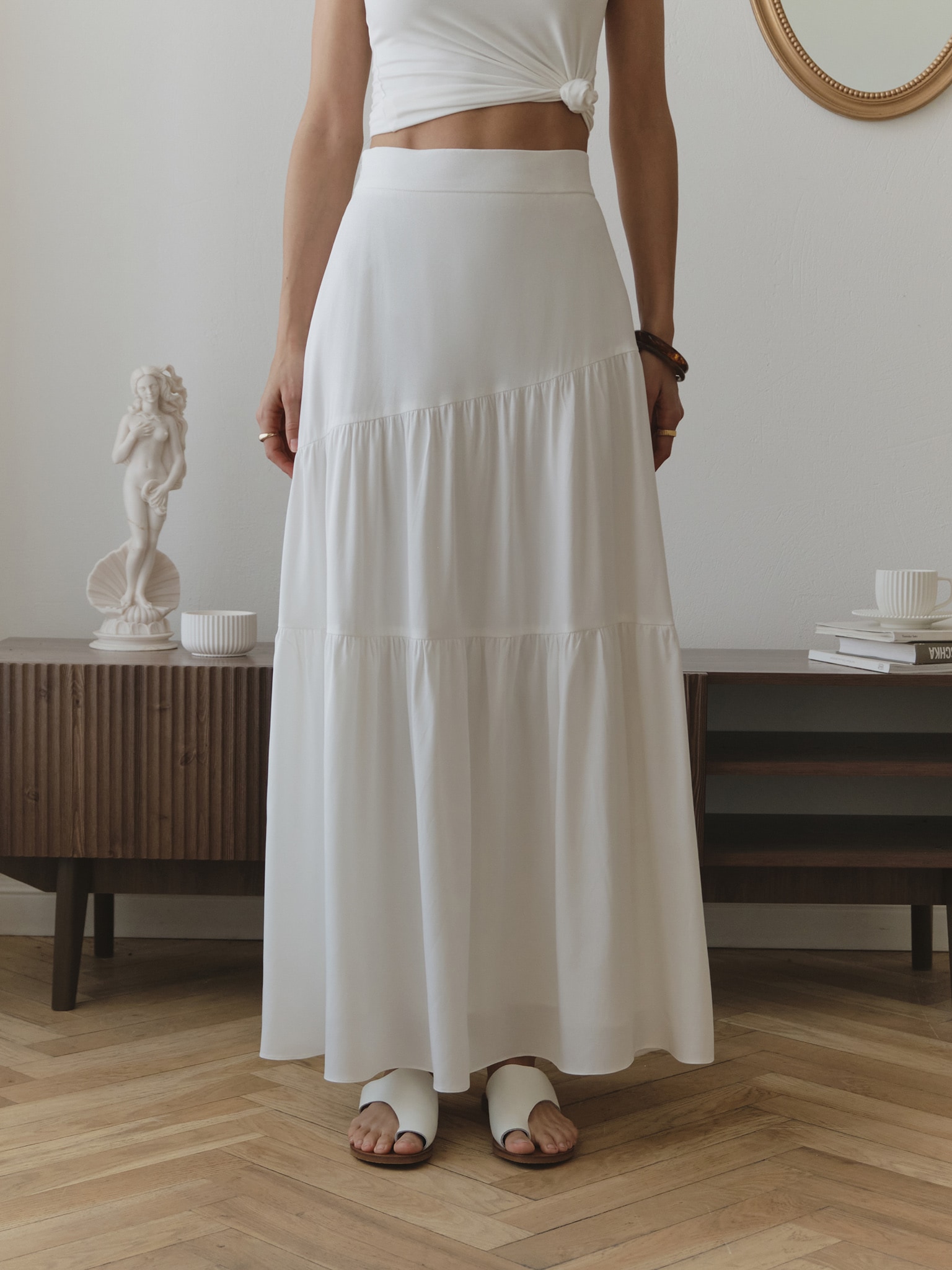 Юбка макси с диагональными ярусами :: LICHI - Online fashion store