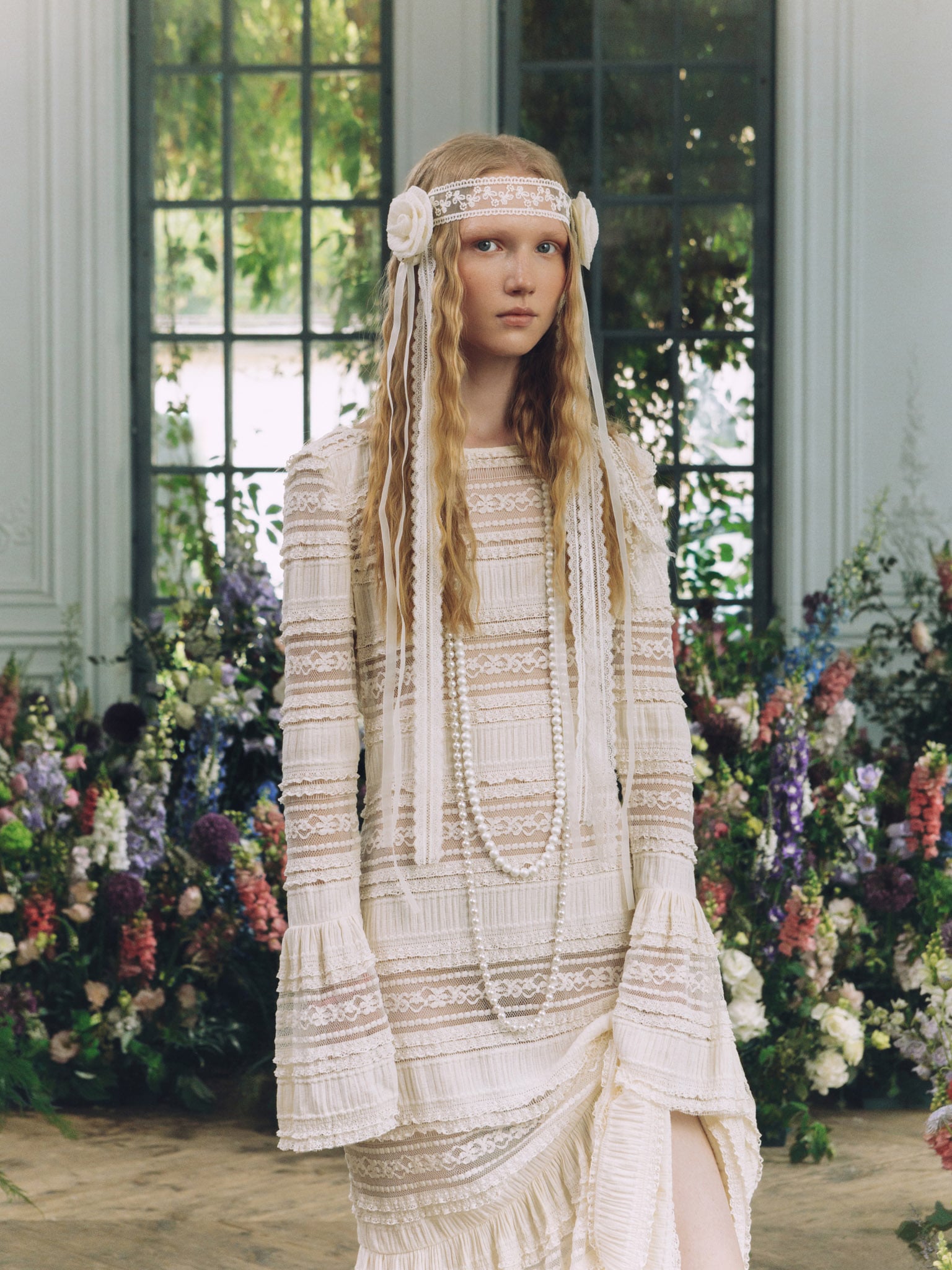 Openwork knitted maxi dress