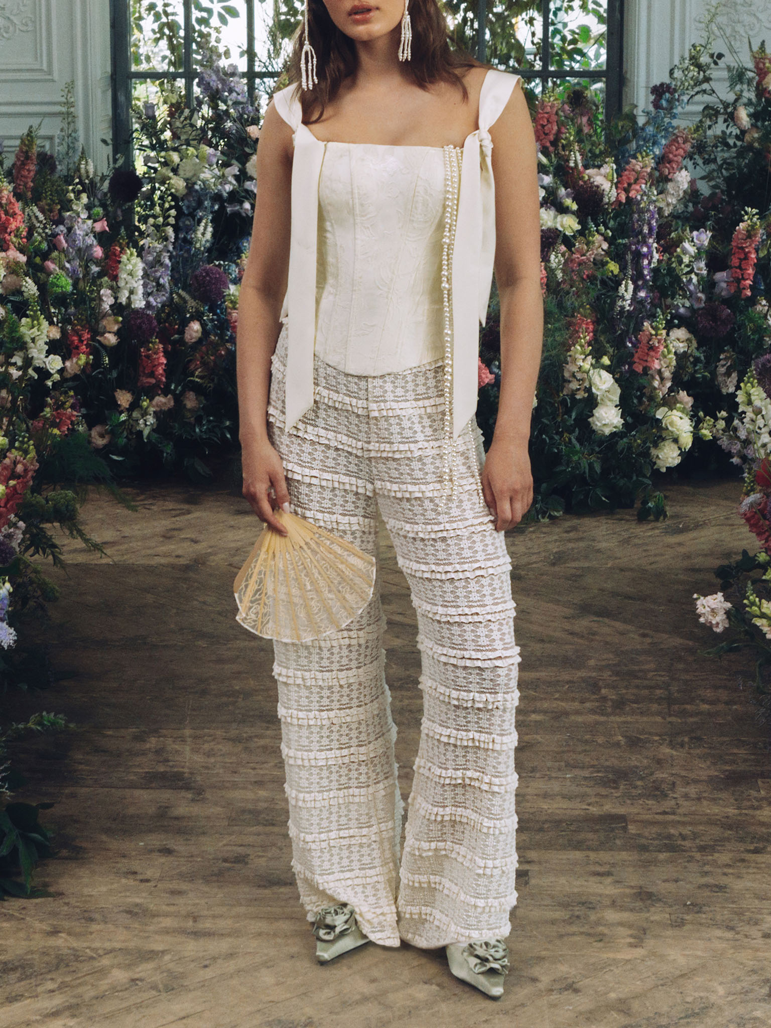 Openwork knitted trousers