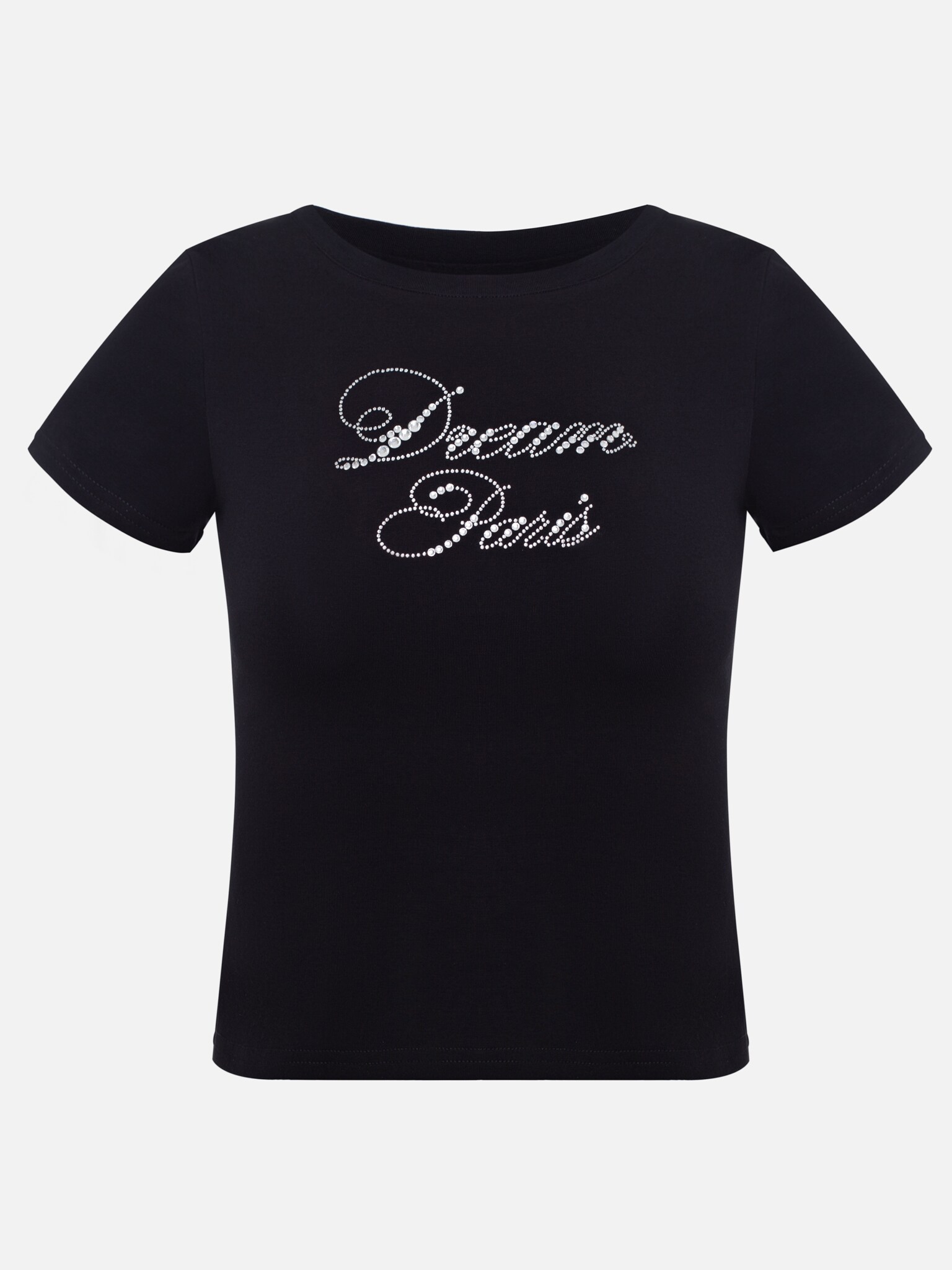 Прилегающая футболка с надписью из страз