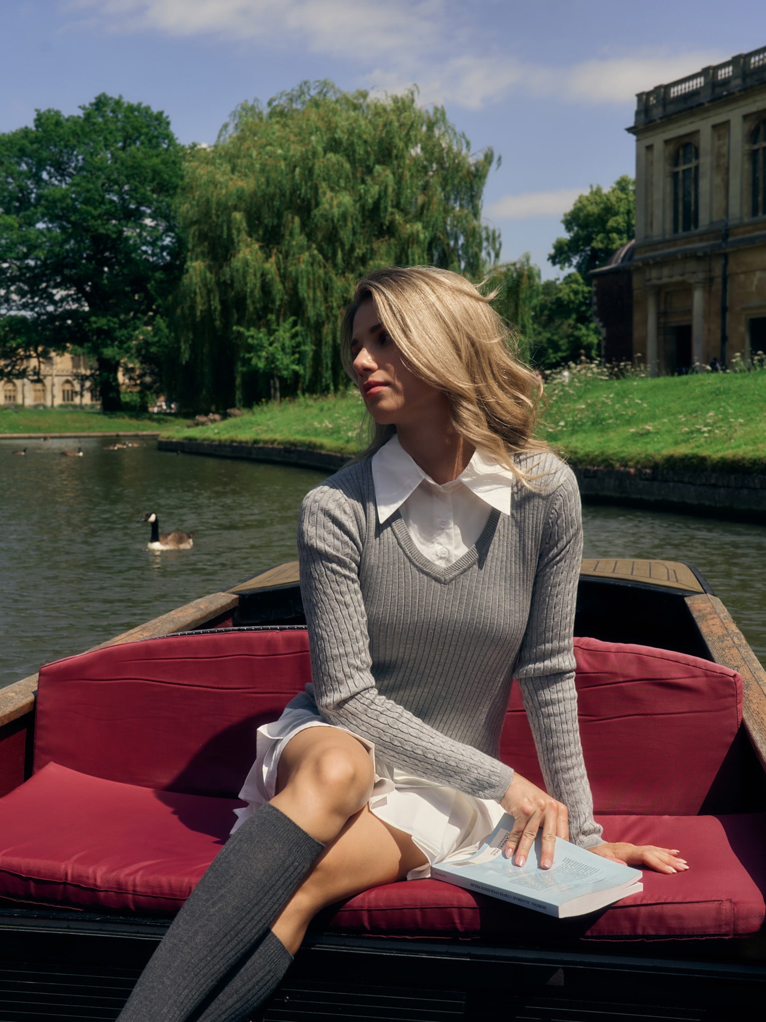 Double material mini dress with pleated skirt