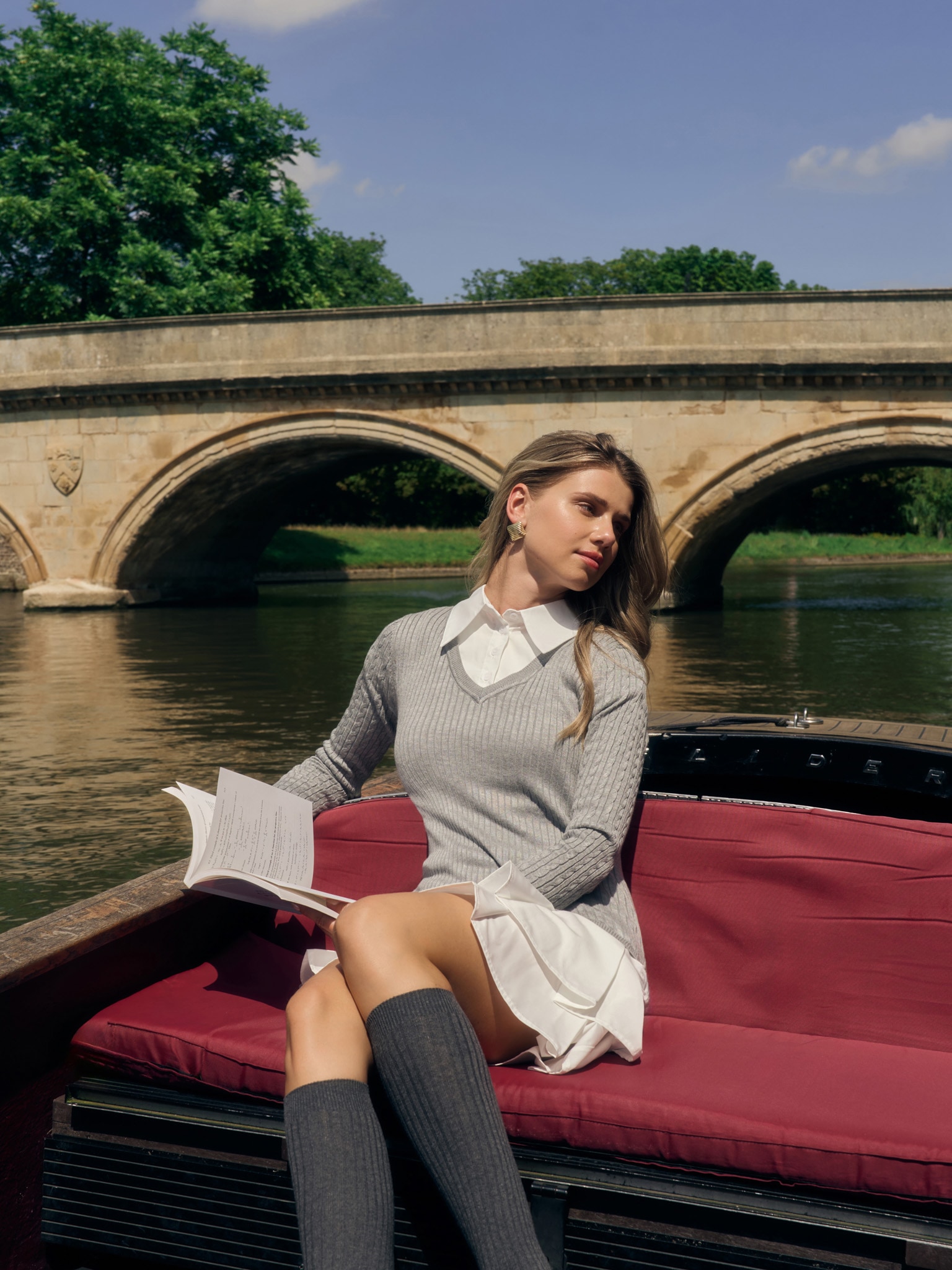 Double material mini dress with pleated skirt