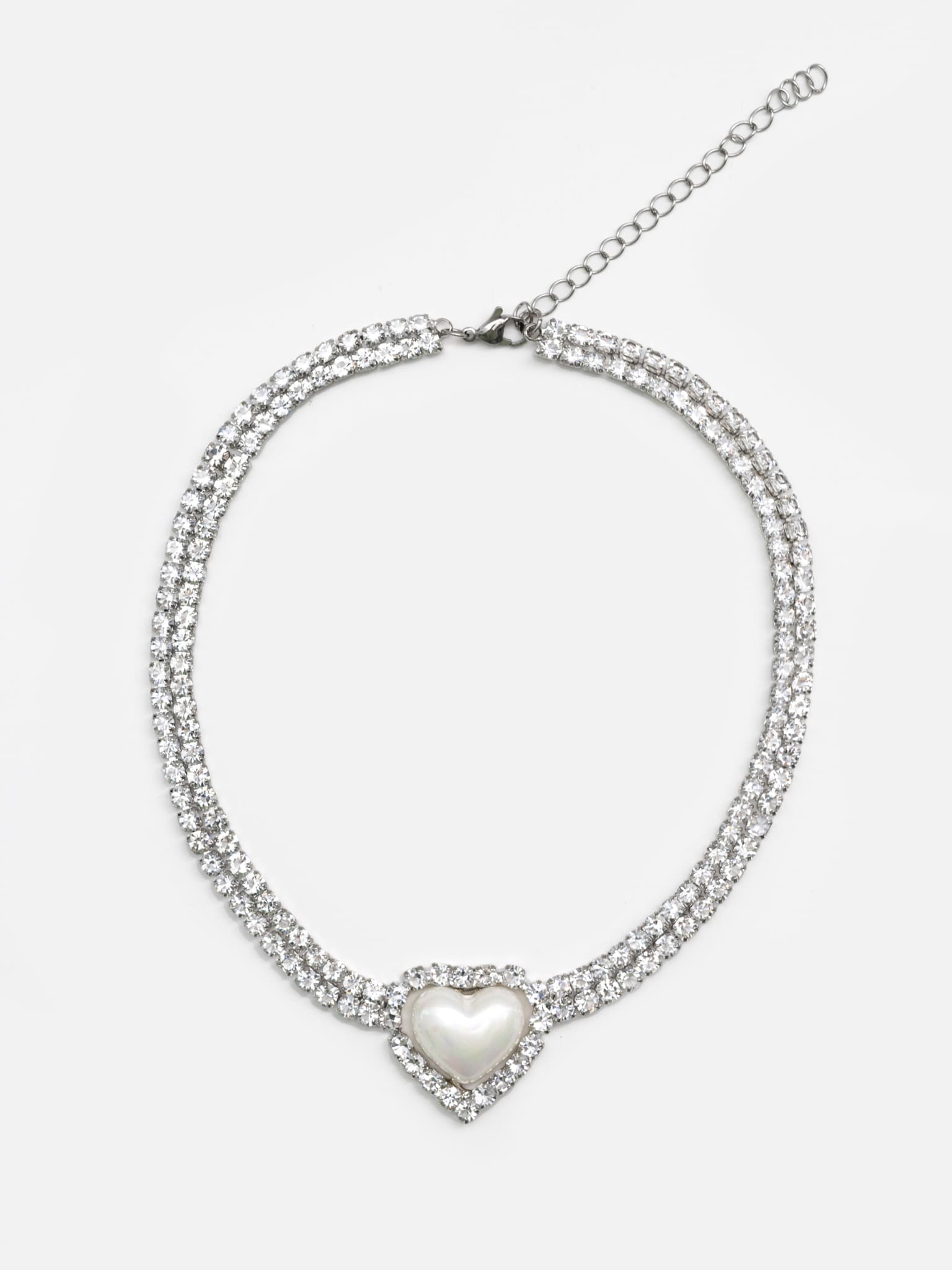 Silver rhinestone necklace with heart pendant :: LICHI - Online fashion ...