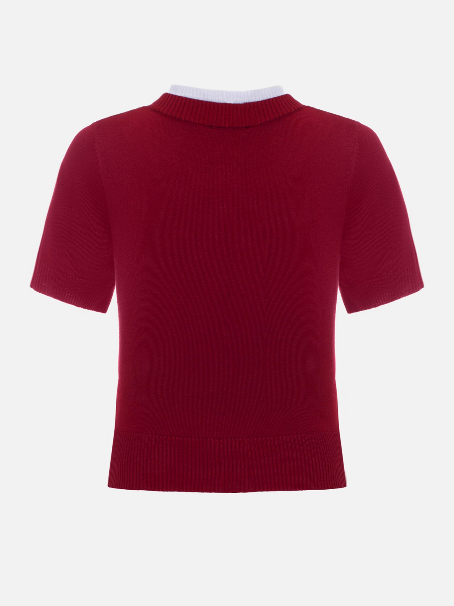 Knitted jersey T-shirt with contrast edging on the collar