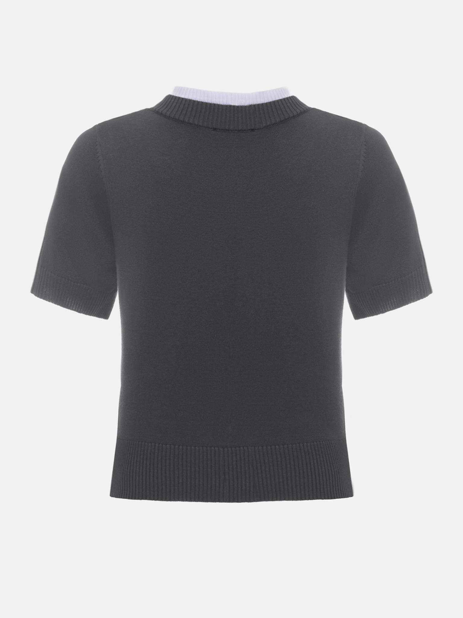 Knitted jersey T-shirt with contrast edging on the collar