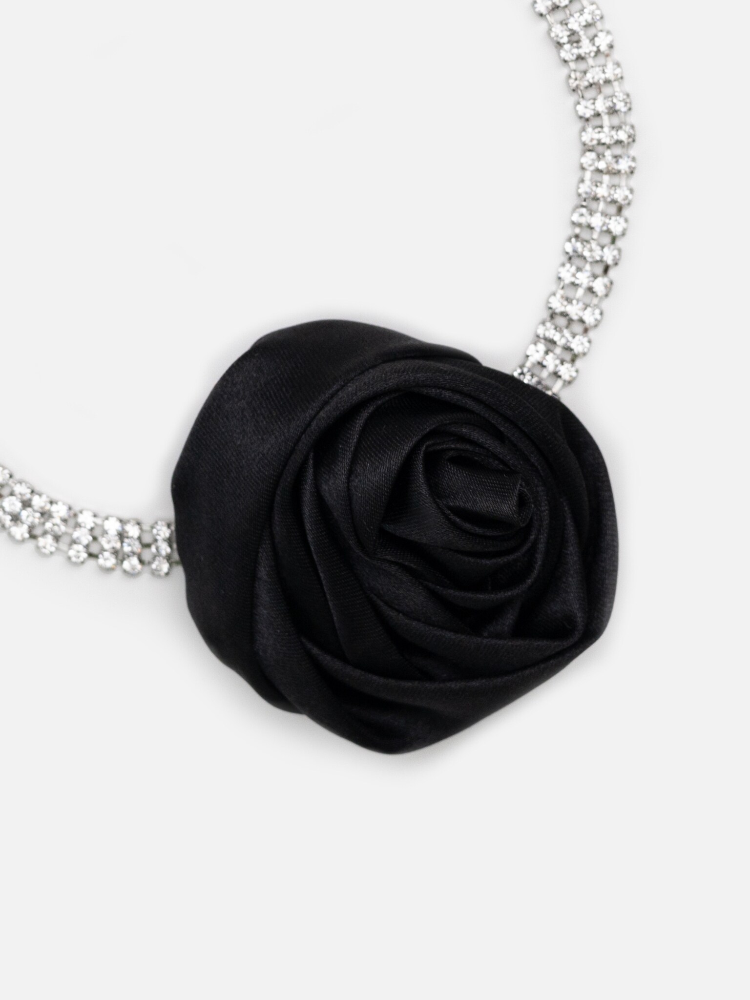 Rhinestone choker with satin flower