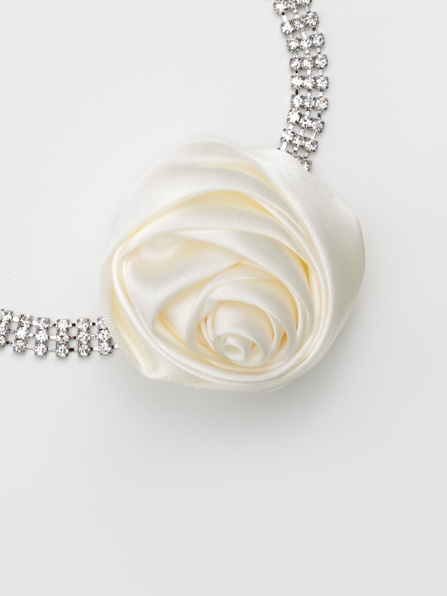 Rhinestone choker with satin flower