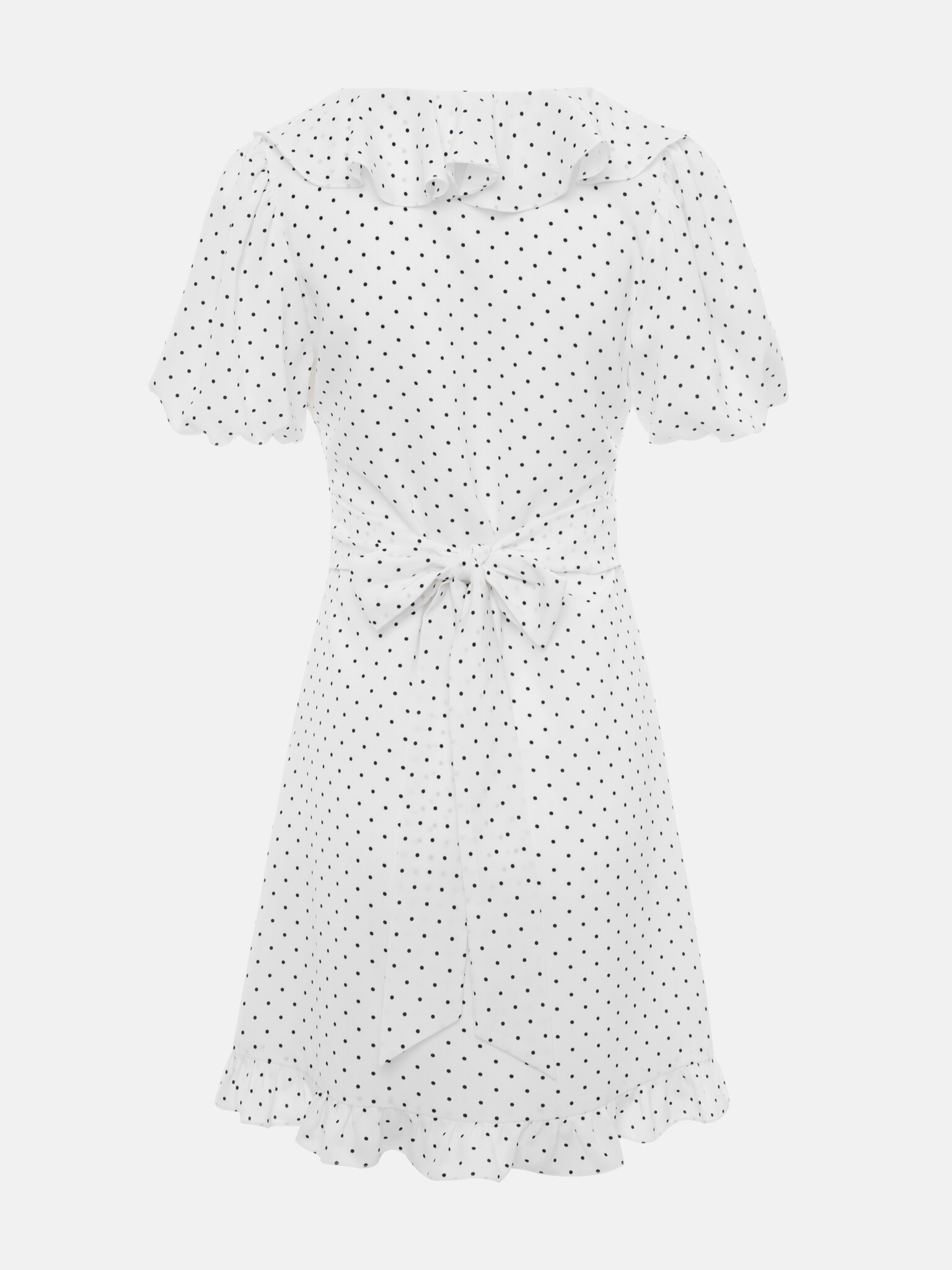 Платье мини в горошек с контрастным цветком