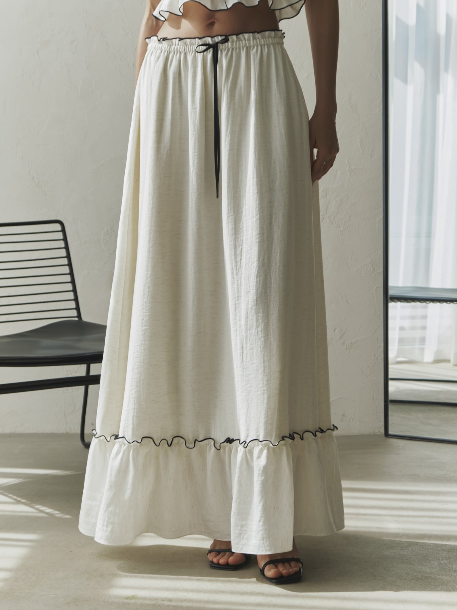 Maxi skirt with flounce and contrasting bow LICHI Online fashion store