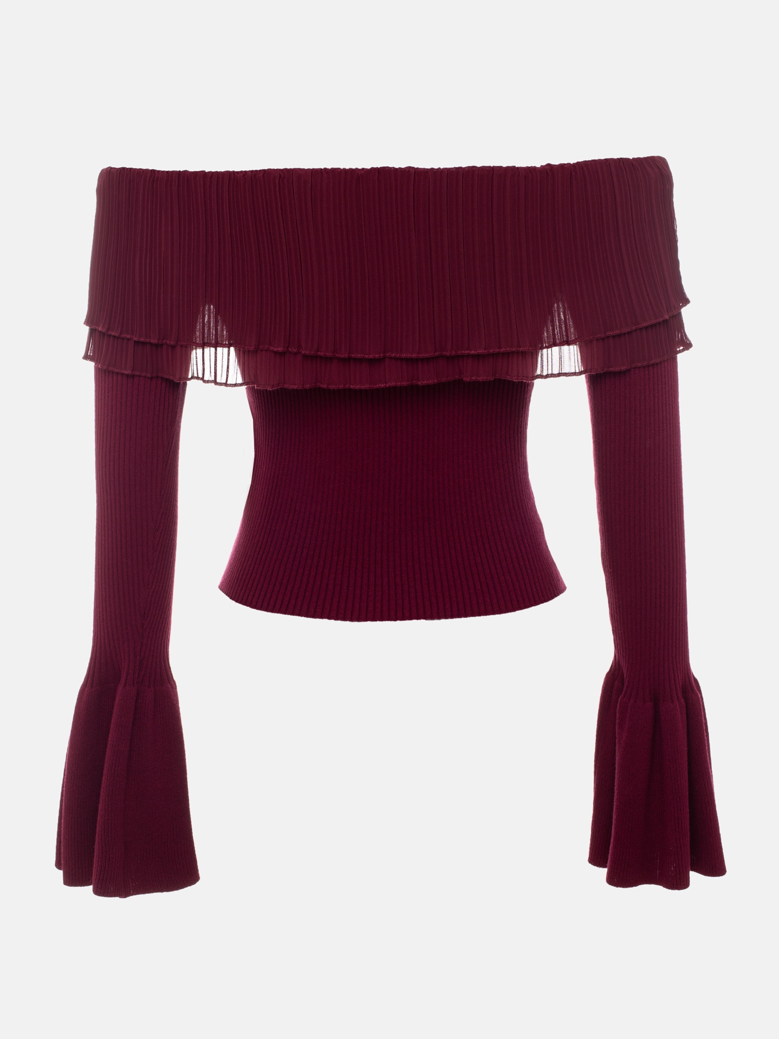 Fitted top with open shoulders and large buttons