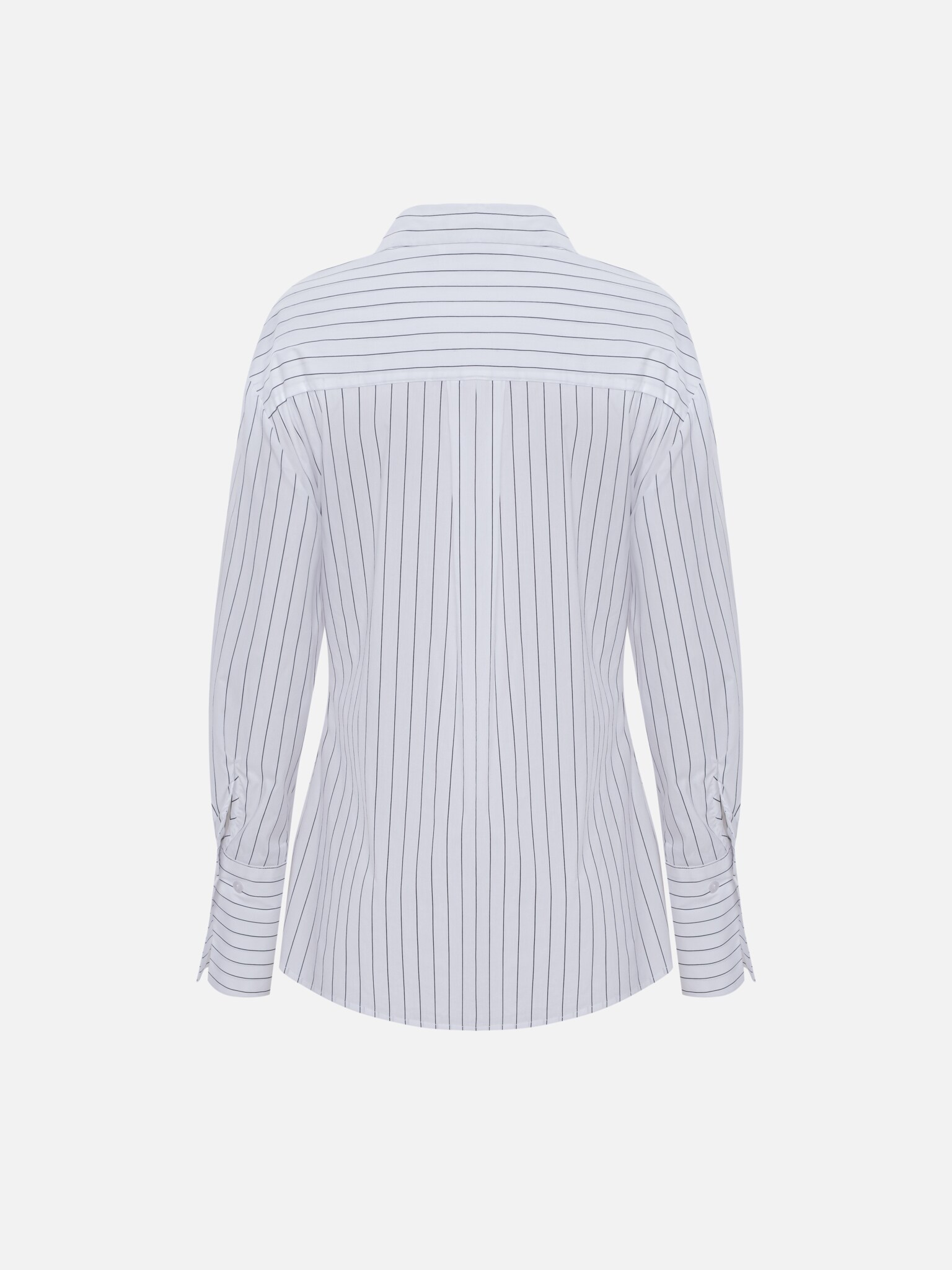 Fitted striped shirt with asymmetrical fastening