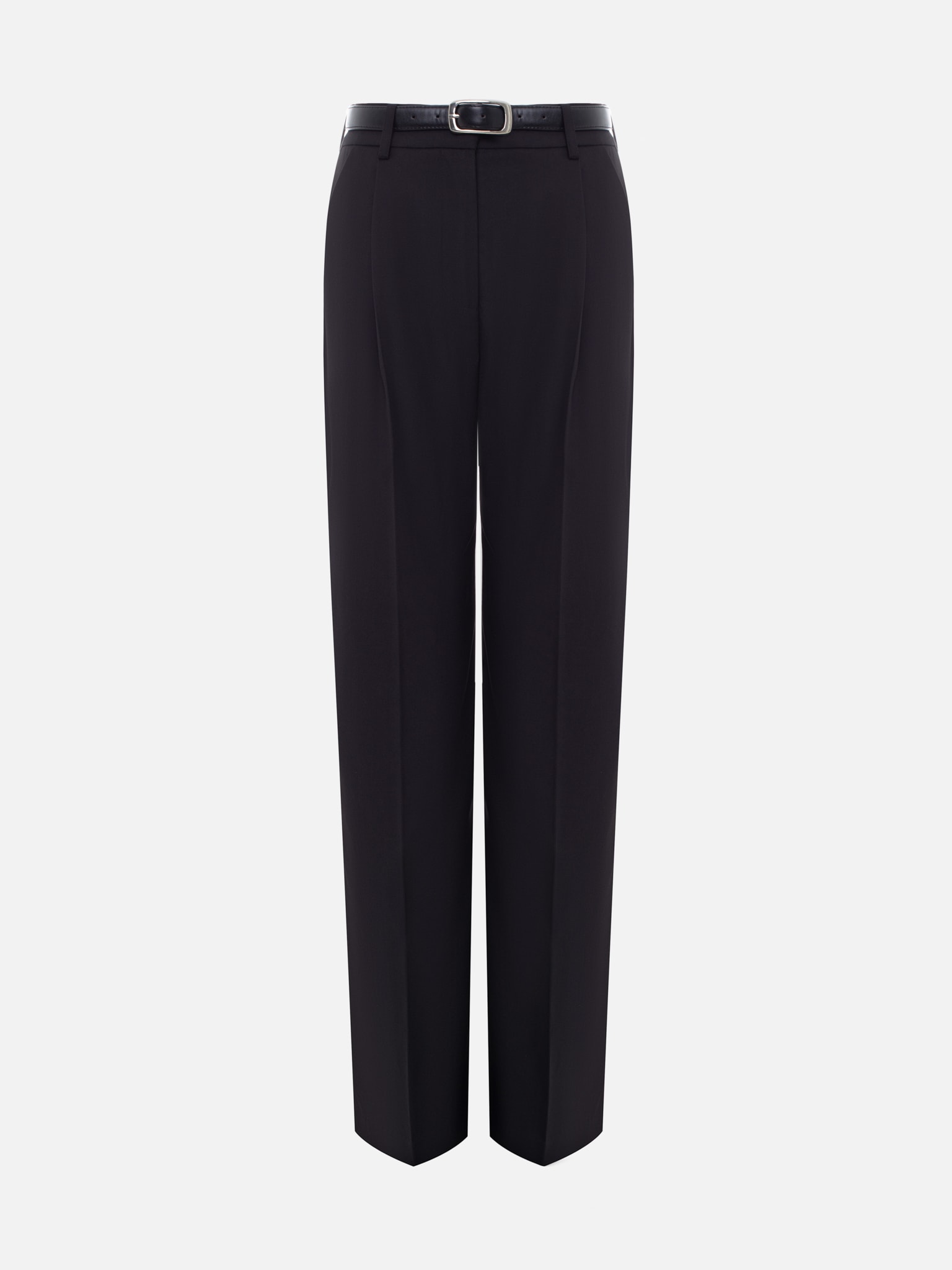 Pantalon de costume droit avec ceinture en éco-cuir