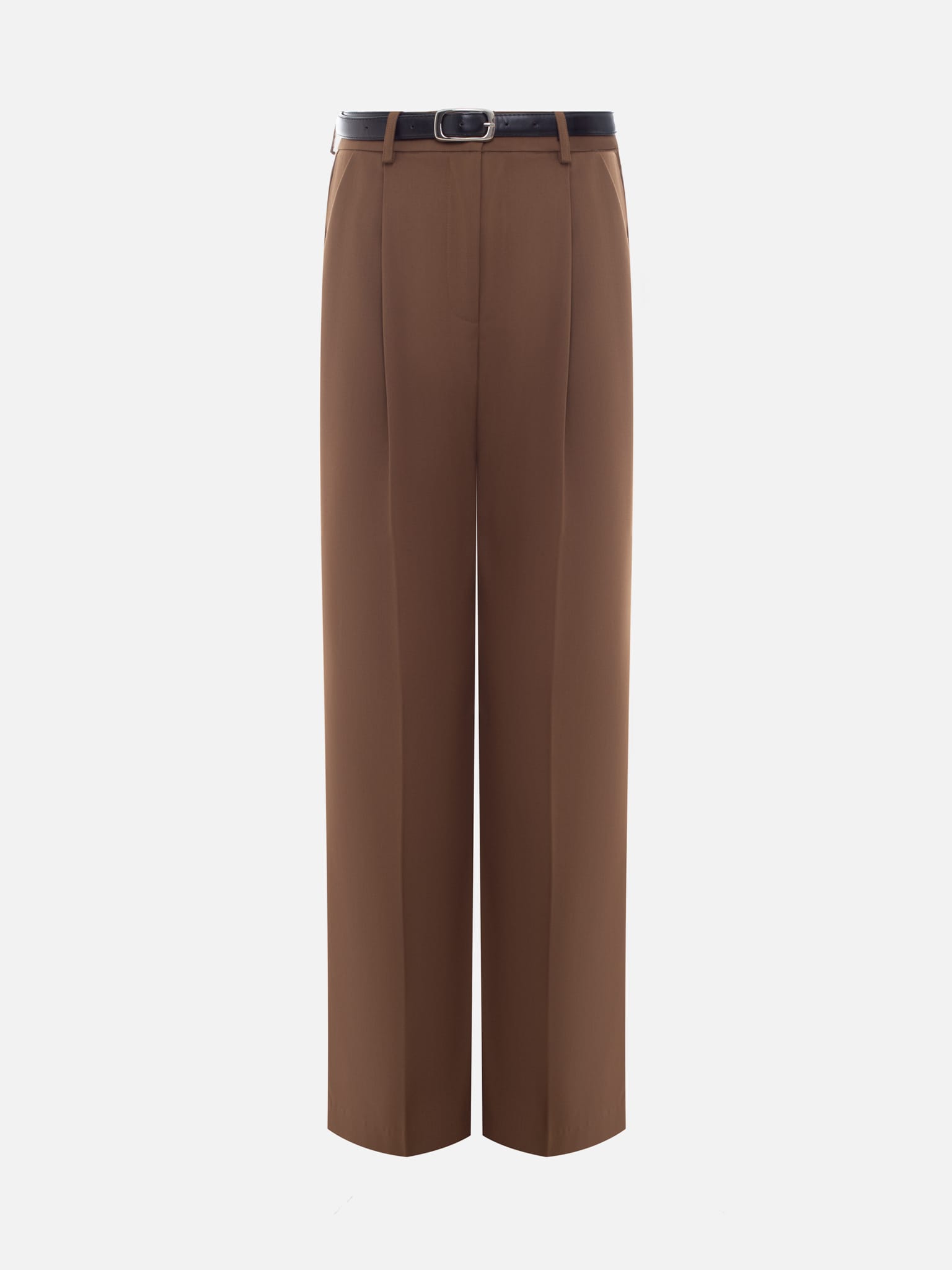 Pantalon de costume droit avec ceinture en éco-cuir