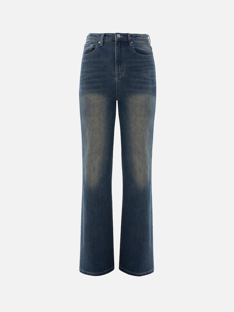 Straight denim jeans with scuffs