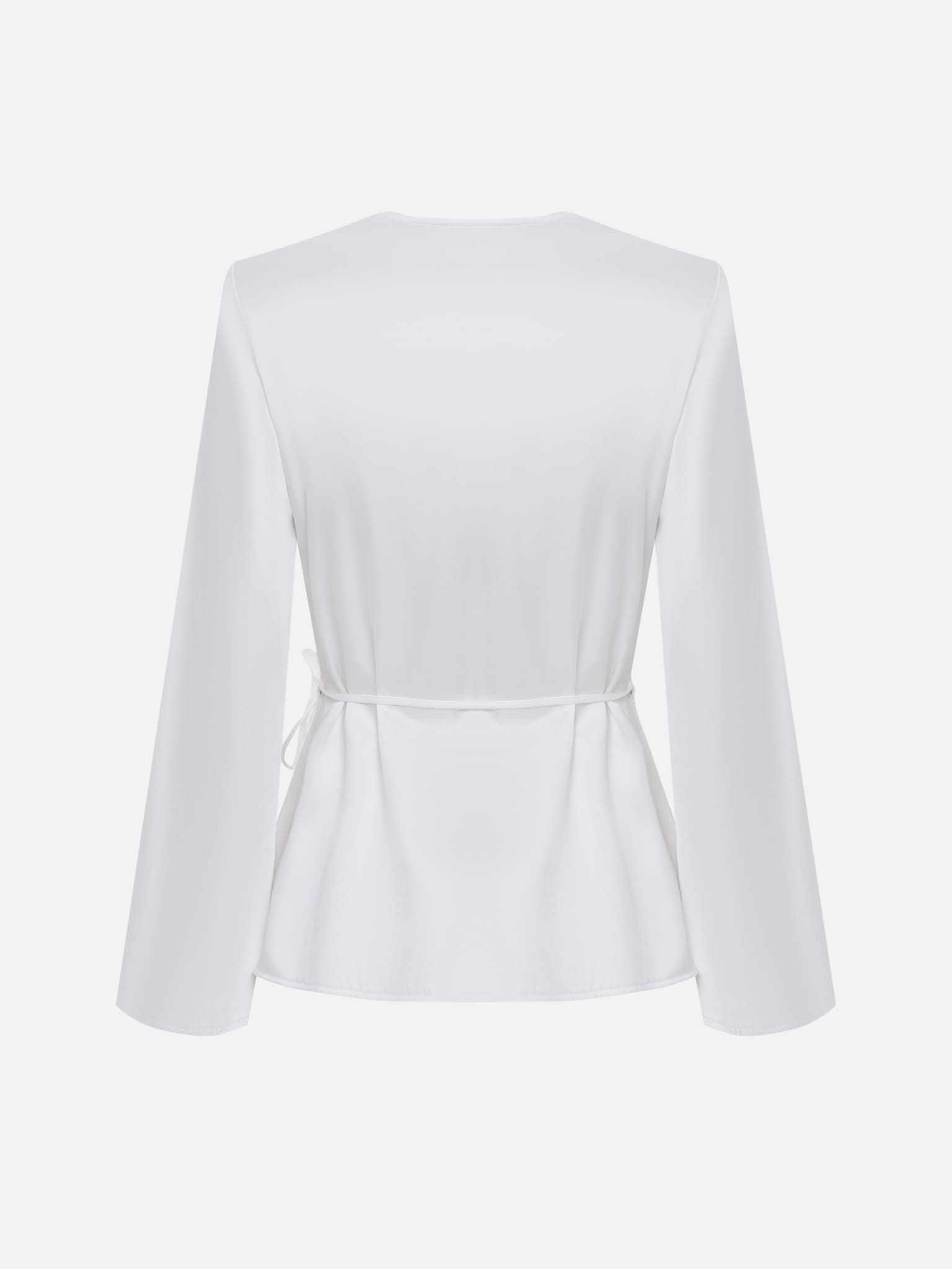 Kimono-Wickelbluse aus Satin mit Taillenbändern