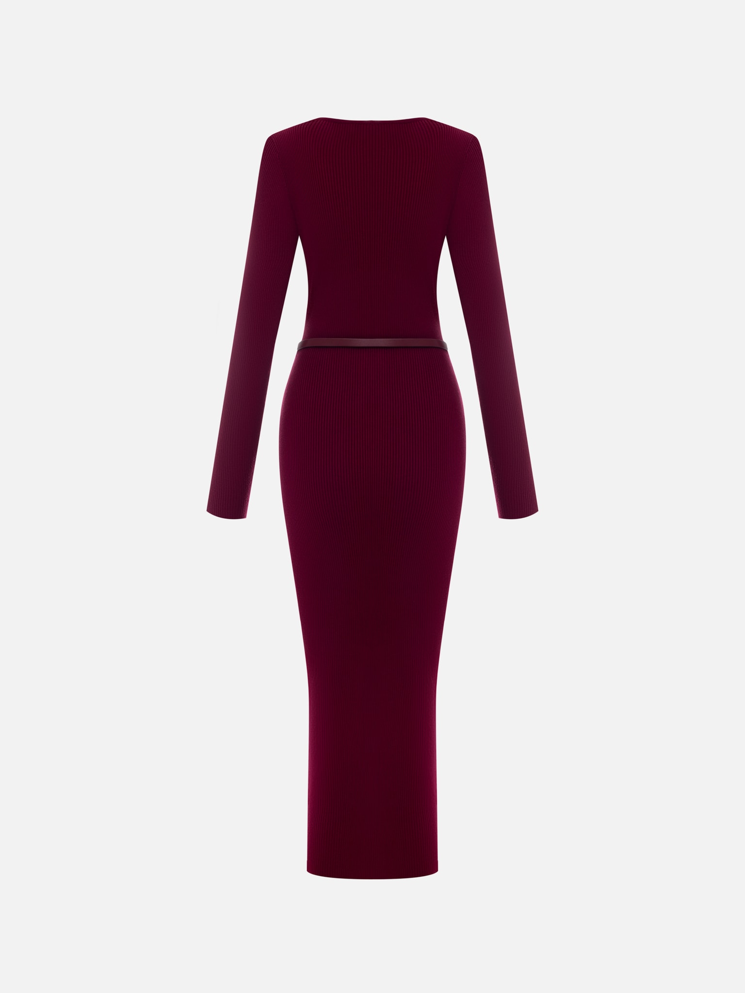 Трикотажное платье миди с ремнем и золотистым декором