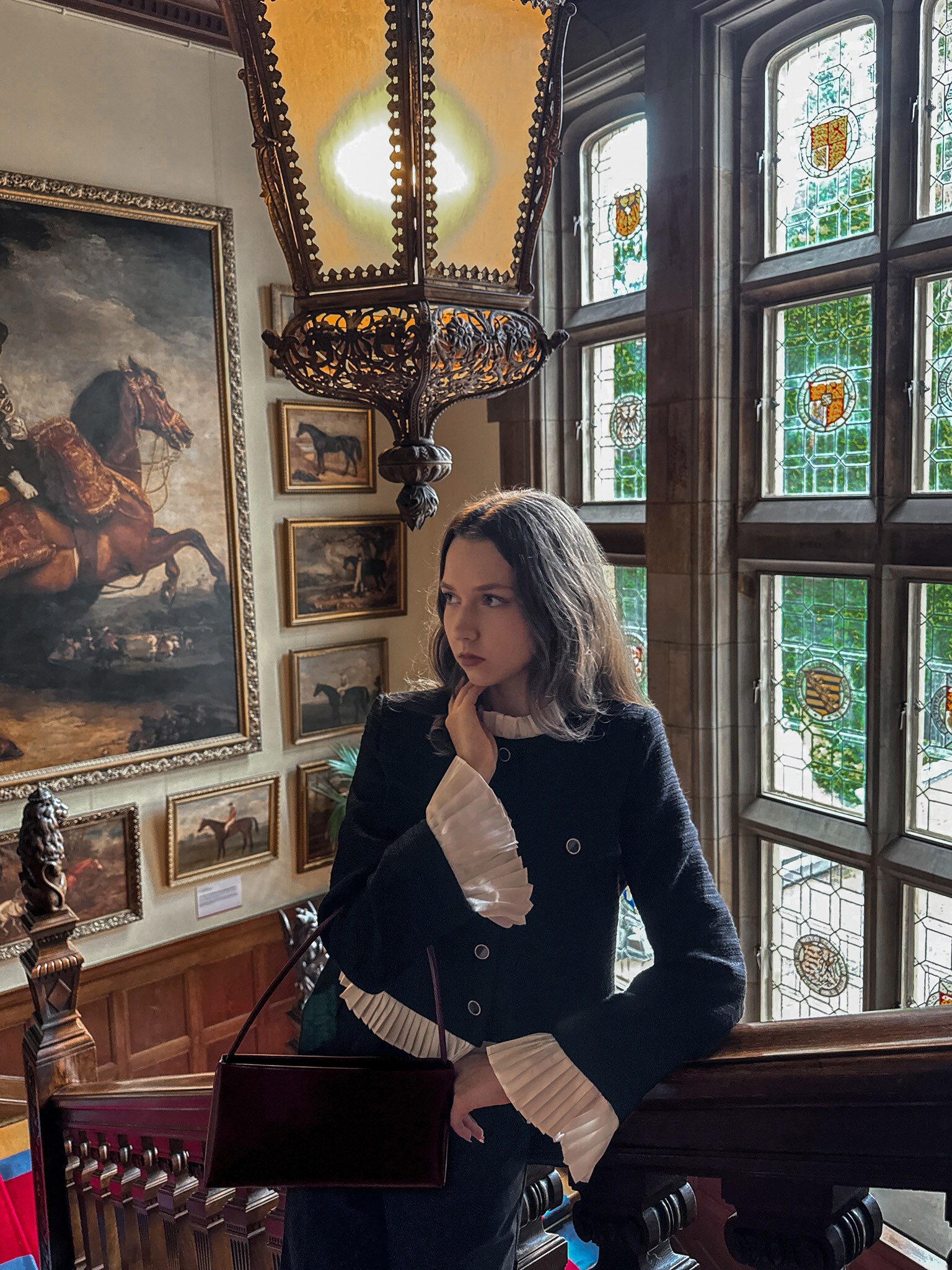 Veste droite en tweed avec détails plissés