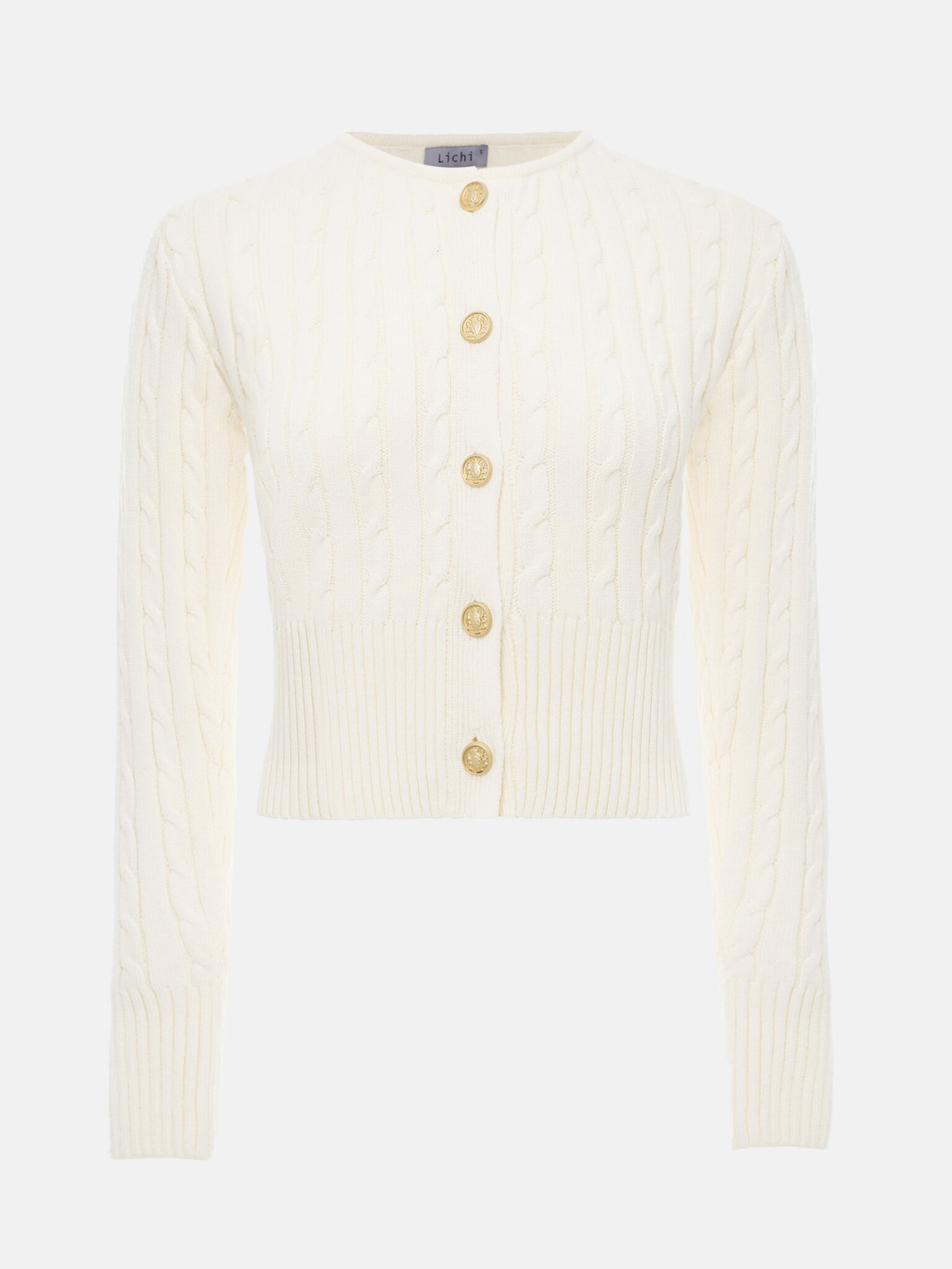 Cropped cable-knit cardigan