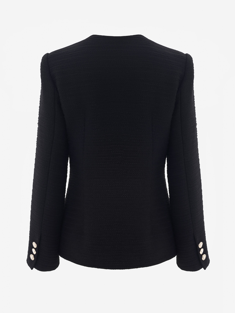 Elongated jacket in textured fabric