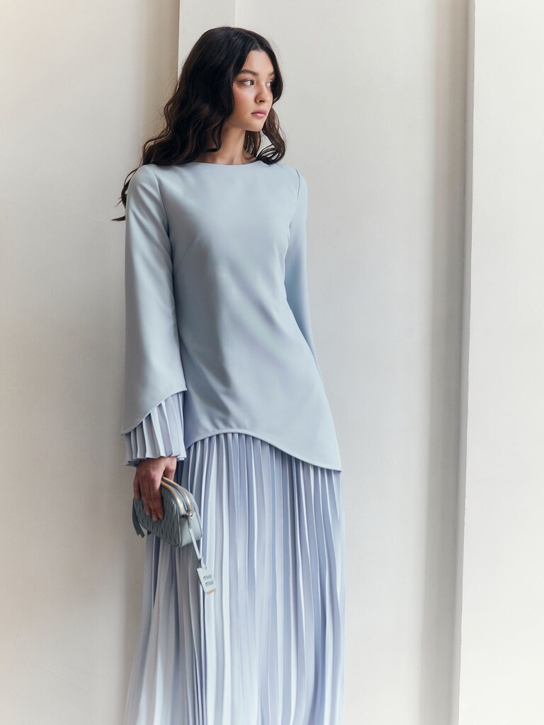 Maxi dress with pleated details :: LICHI - Online fashion store