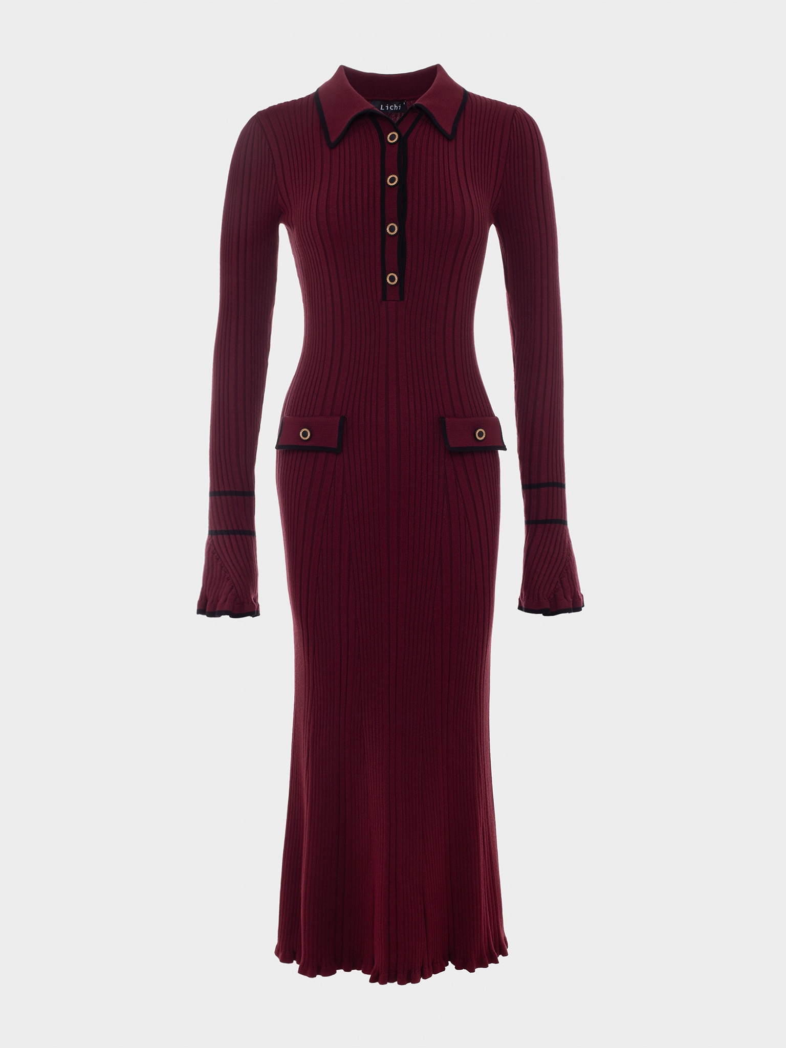 Fitted rib-knit maxi dress