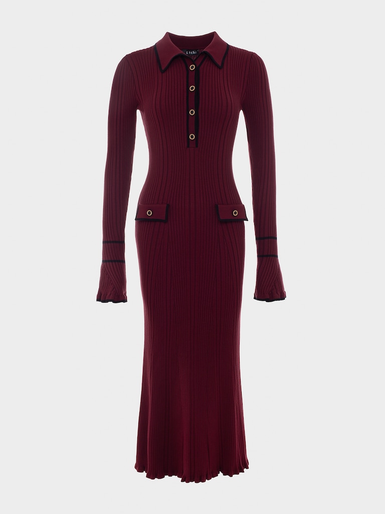 Fitted rib-knit maxi dress