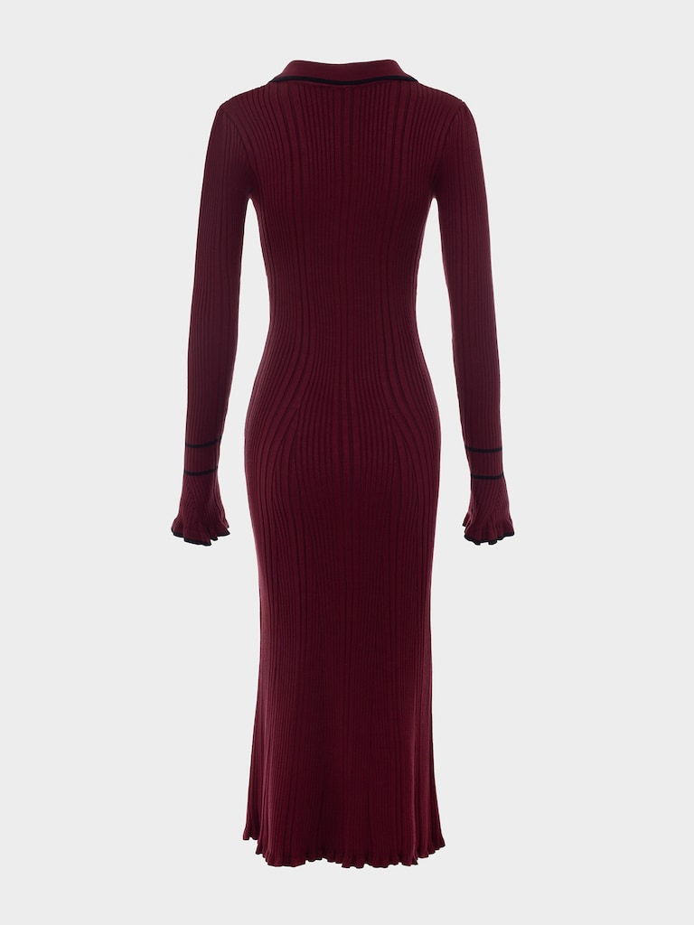 Fitted rib-knit maxi dress