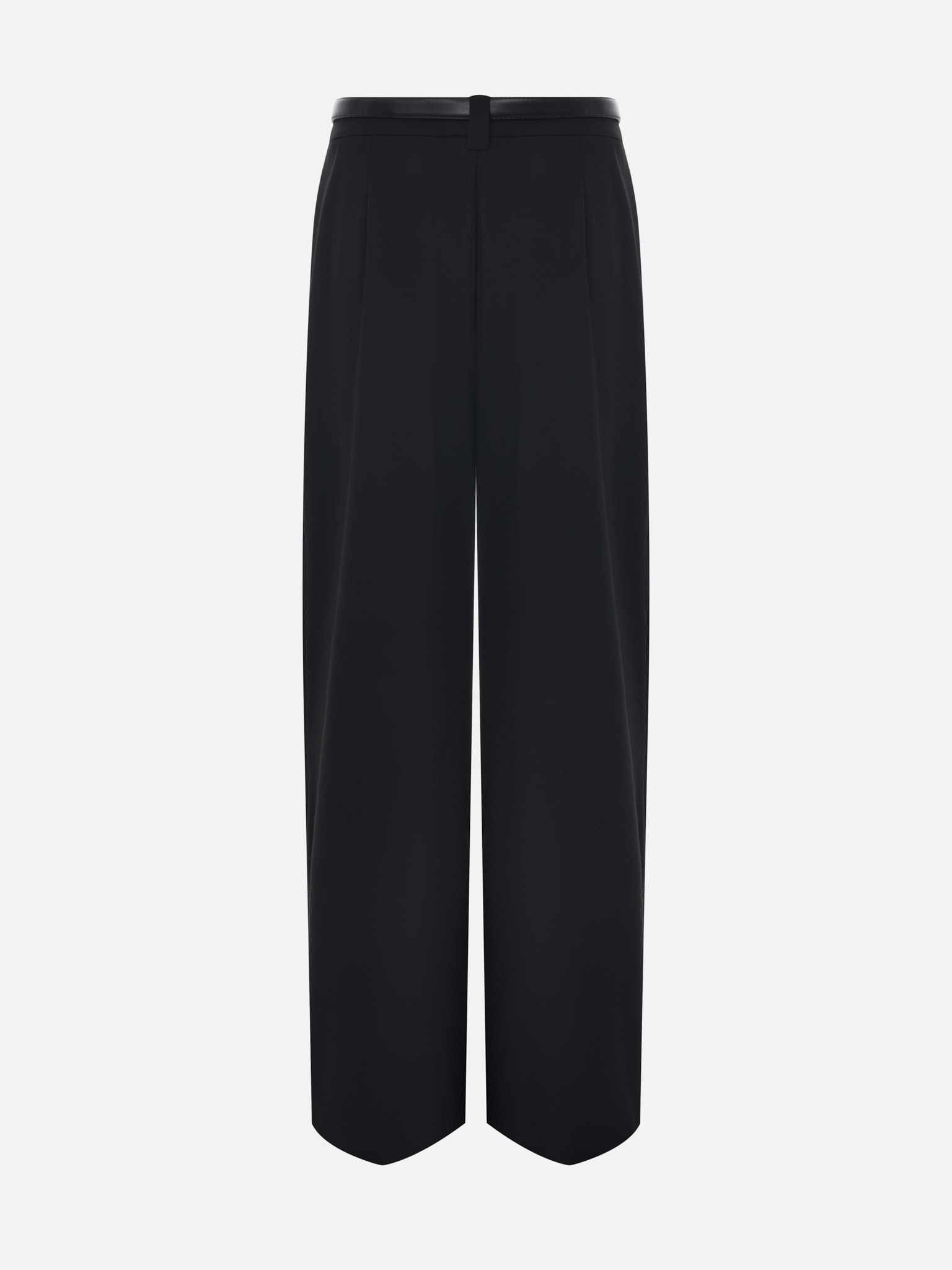 Брюки палаццо с V-образной вставкой на поясе и ремнем