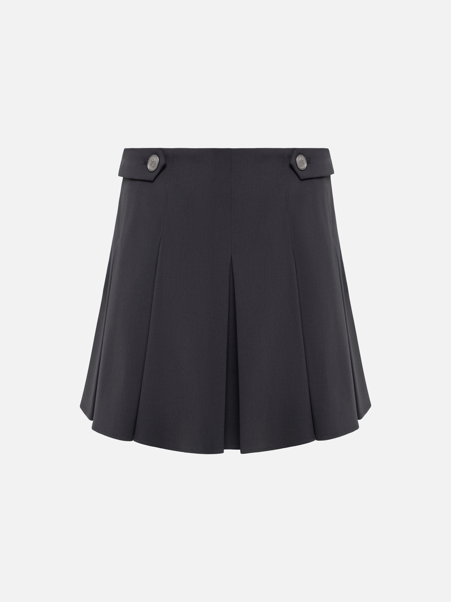 Mini pleated skirt with metal buttons on the waistband Mini pleated skirt with metal buttons on the waistband