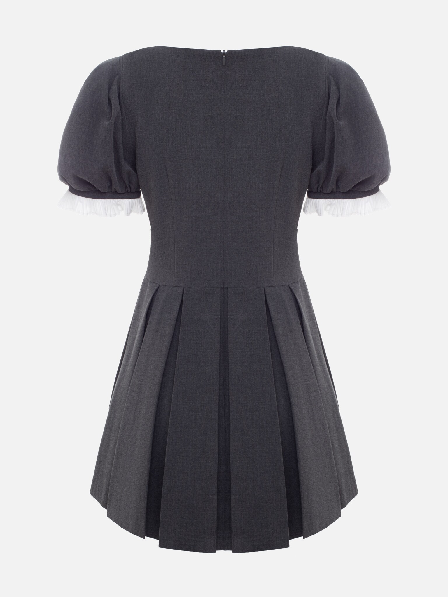 Mini dress with puff sleeves and pleated cuffs
