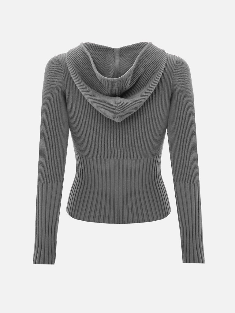 Rib-knit cardigan with zip fastening