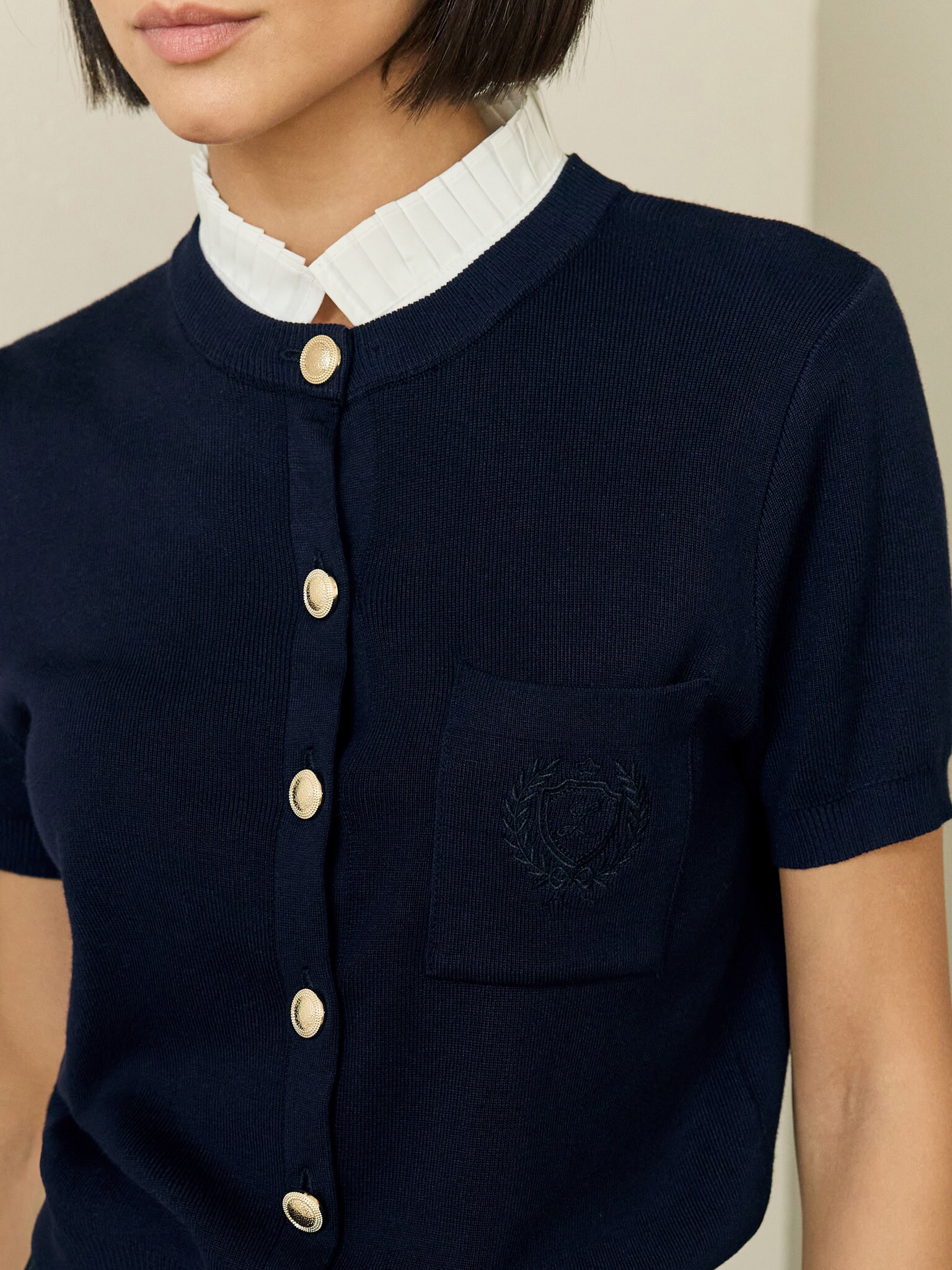 Cardigan with pleated collar and embroidered detailing LICHI