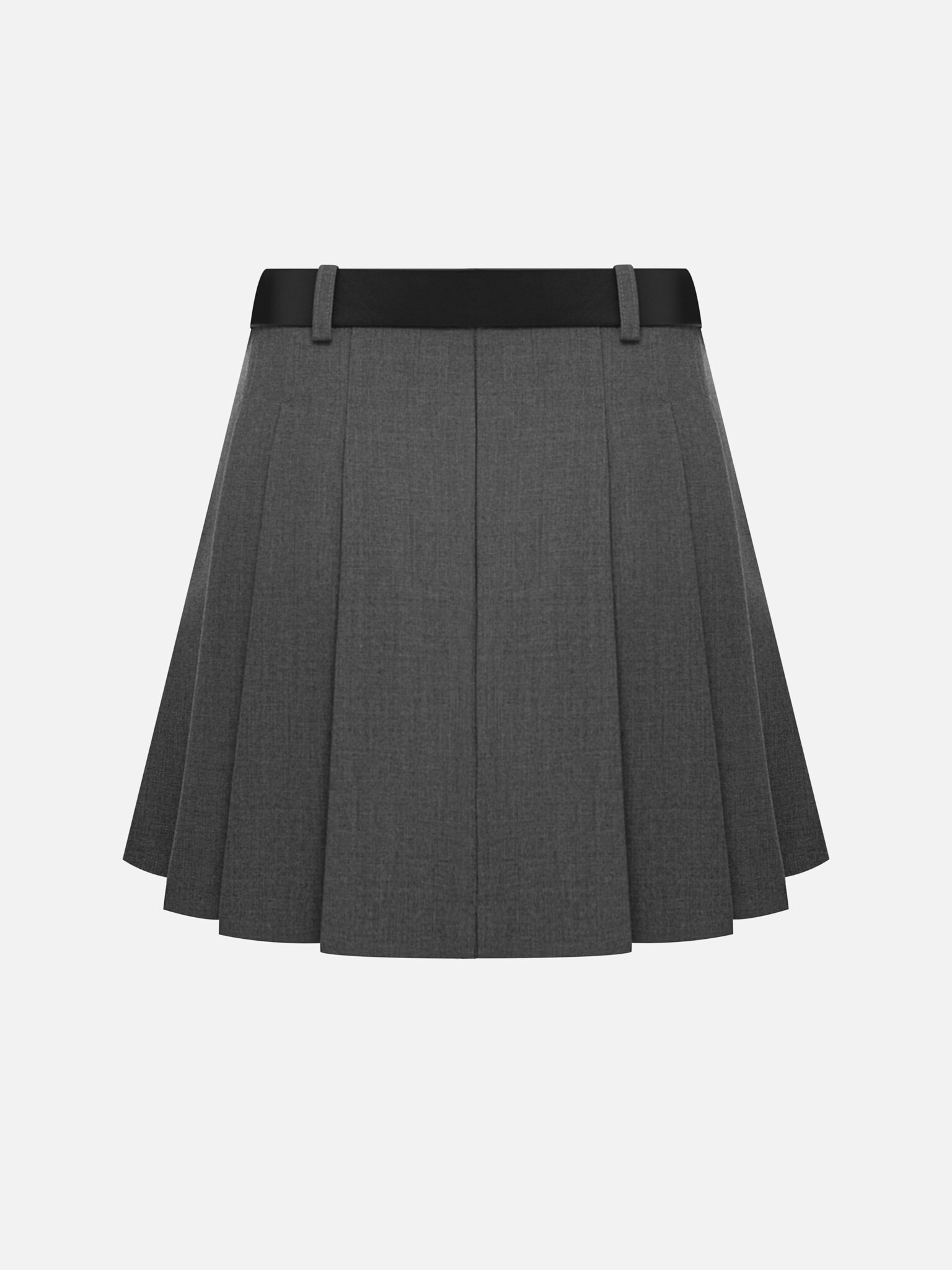 Mini skirt with large pleats on the sides and a belt