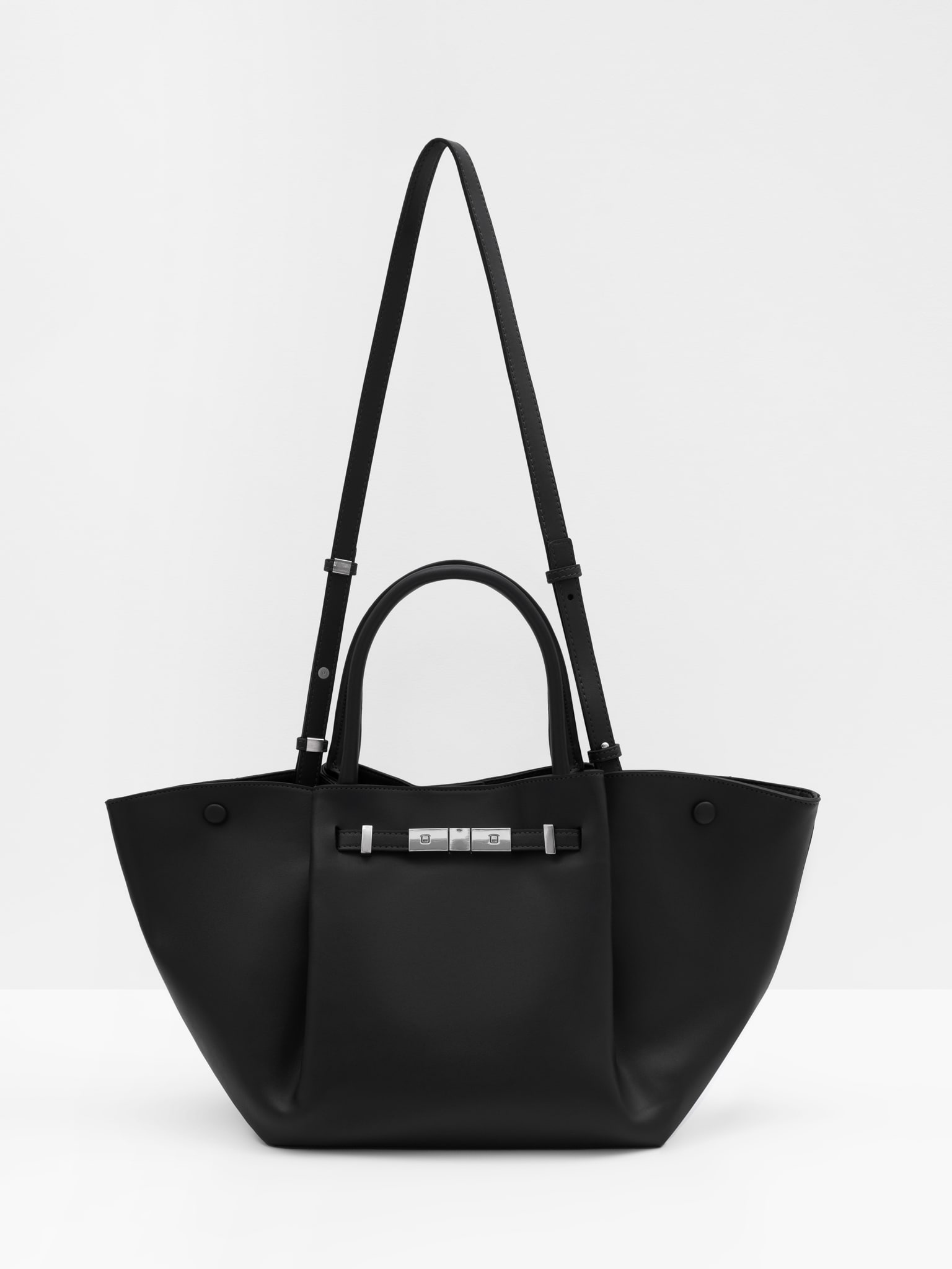 Трапециевидная сумка из экокожи с замком спереди