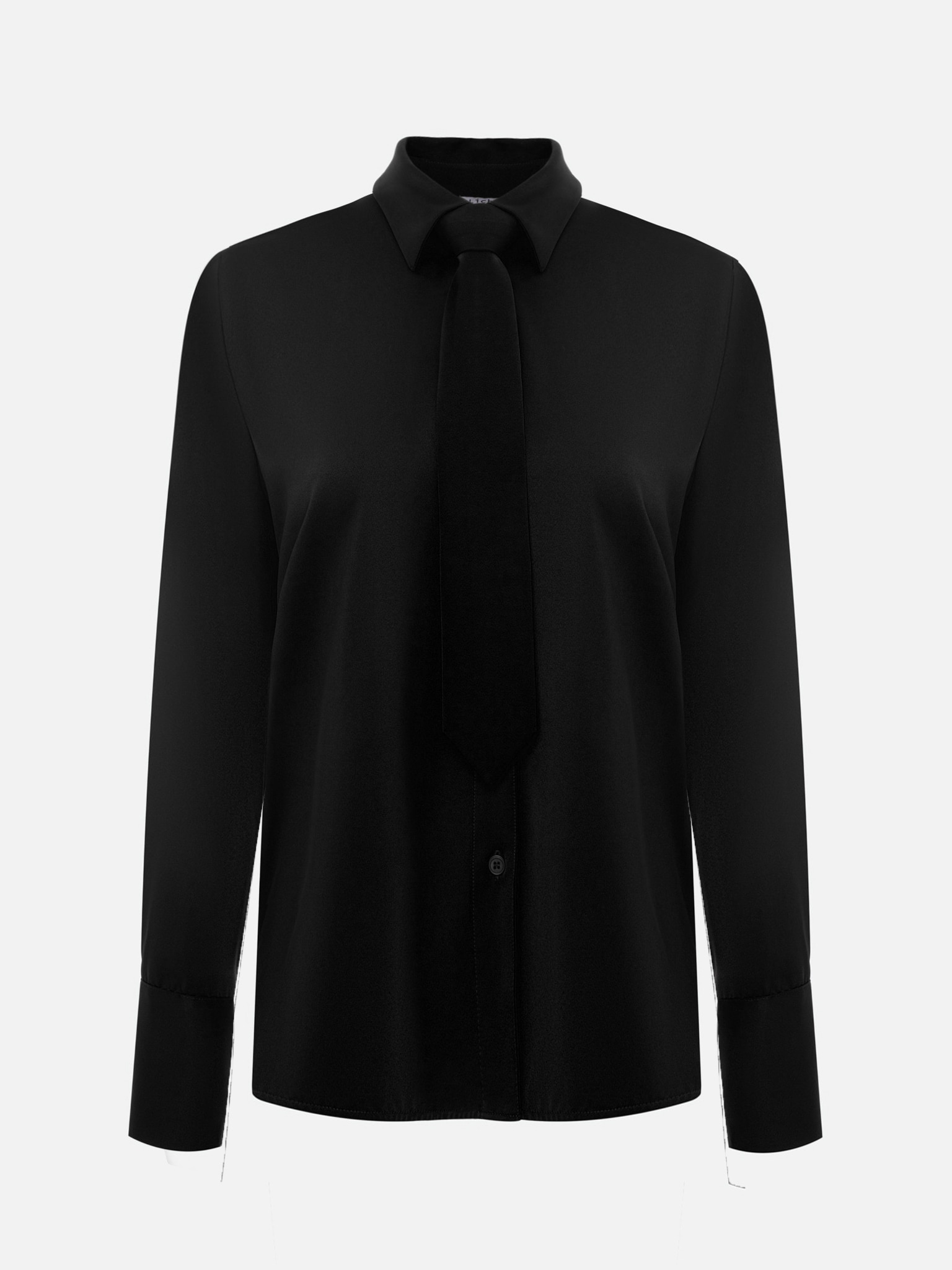 Luźna koszula z krawatem ton w ton