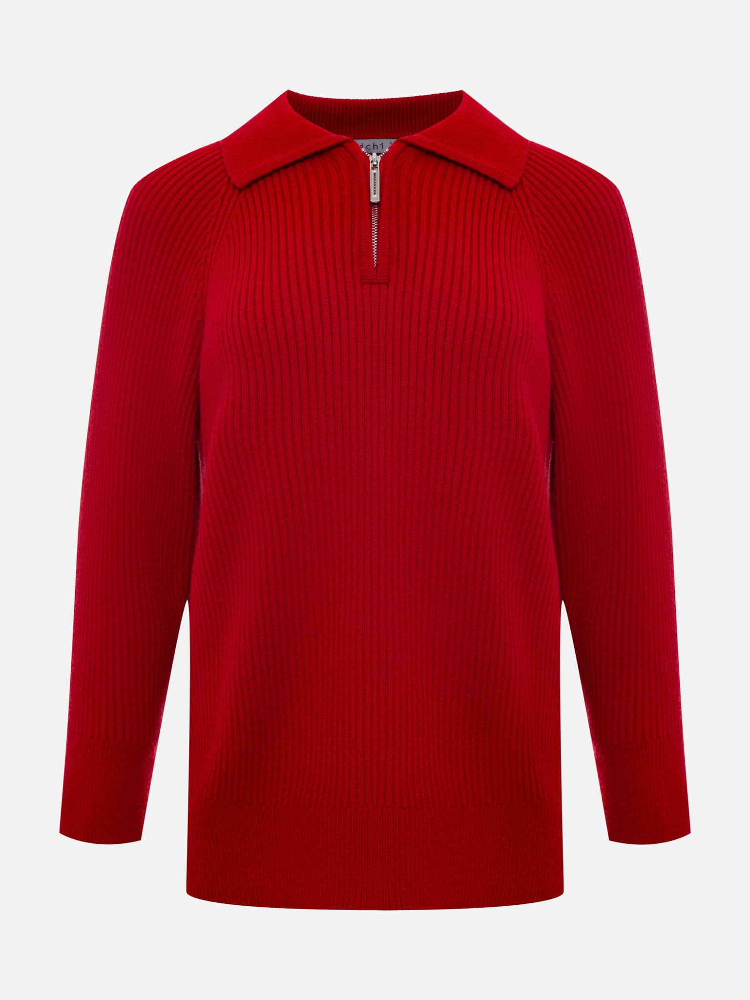 Свободный свитер с воротником поло на молнии