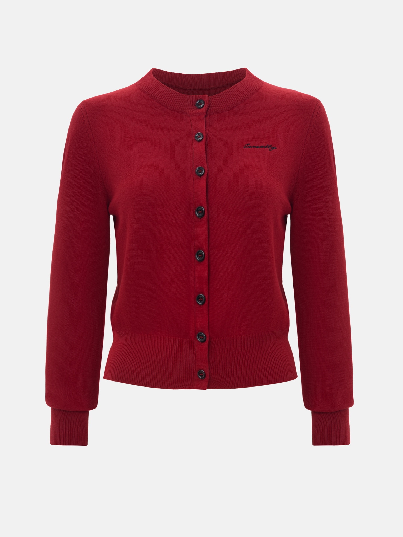 Knitted cardigan with chest embroidery